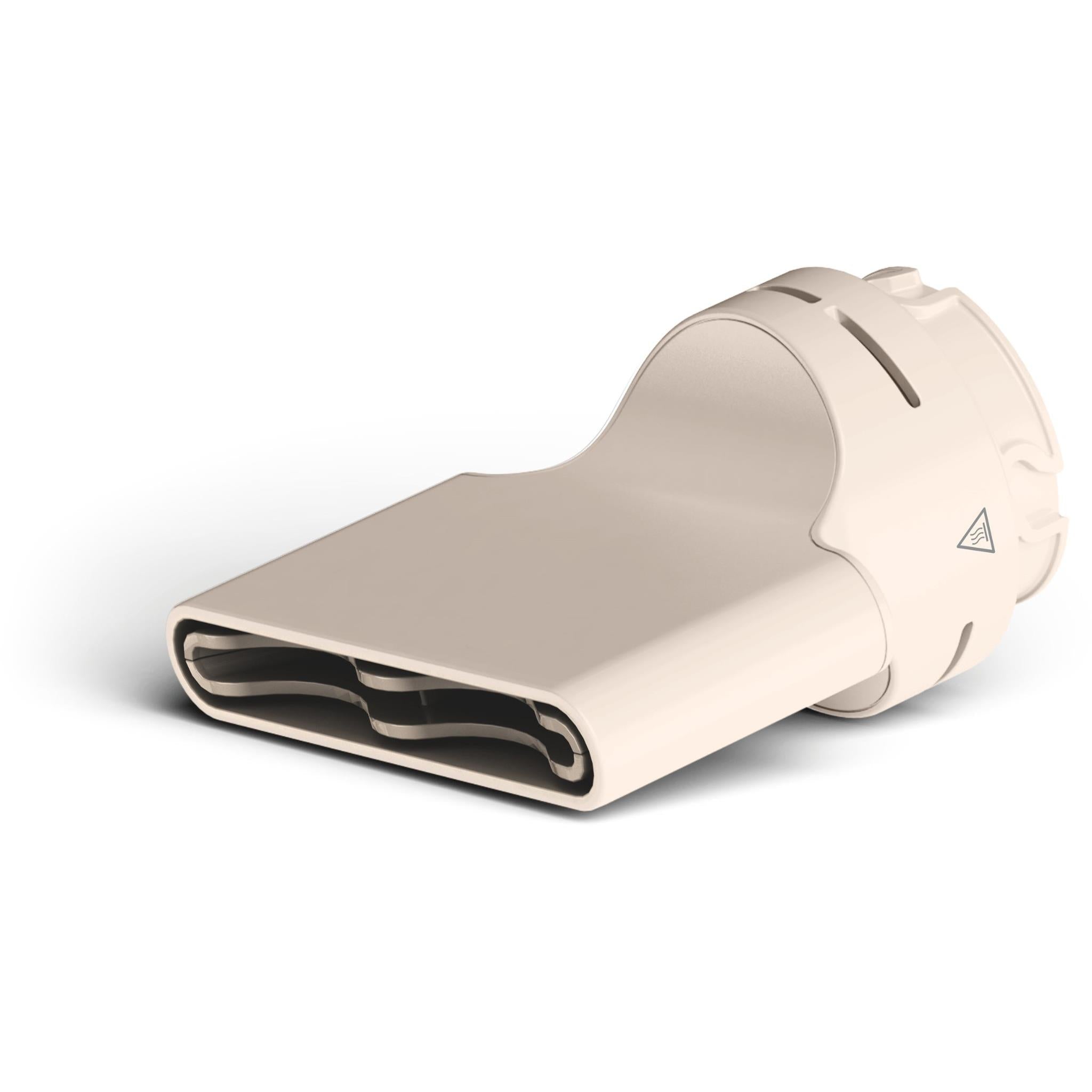 Beige snap-on hair dryer styling attachment with wide oval outlet