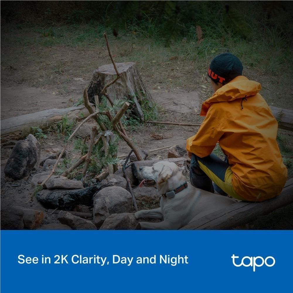 Solar-powered security camera with solar panel and day/night vision graphic