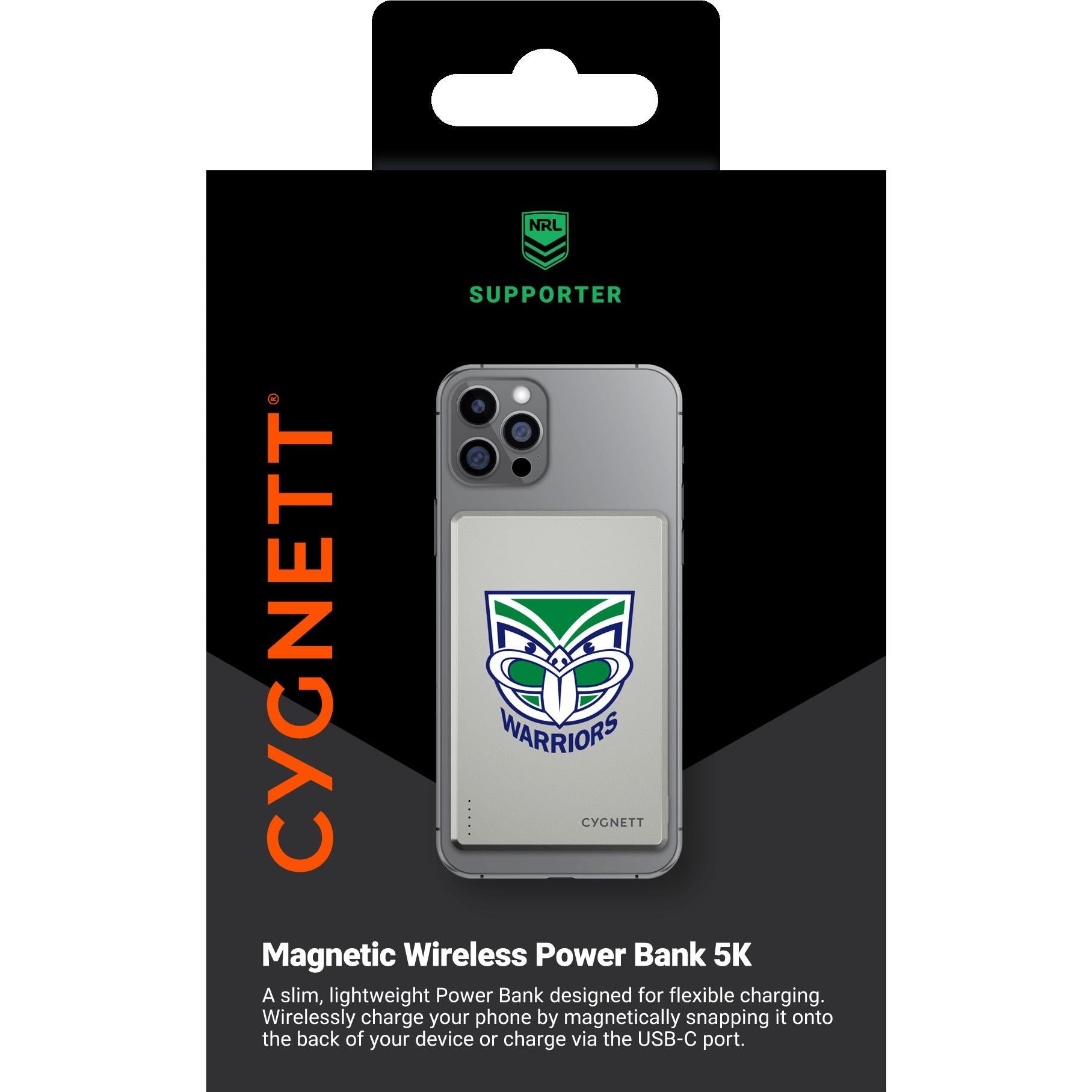 Cygnett Magnetic Wireless Power Bank [5K] (Warriors)