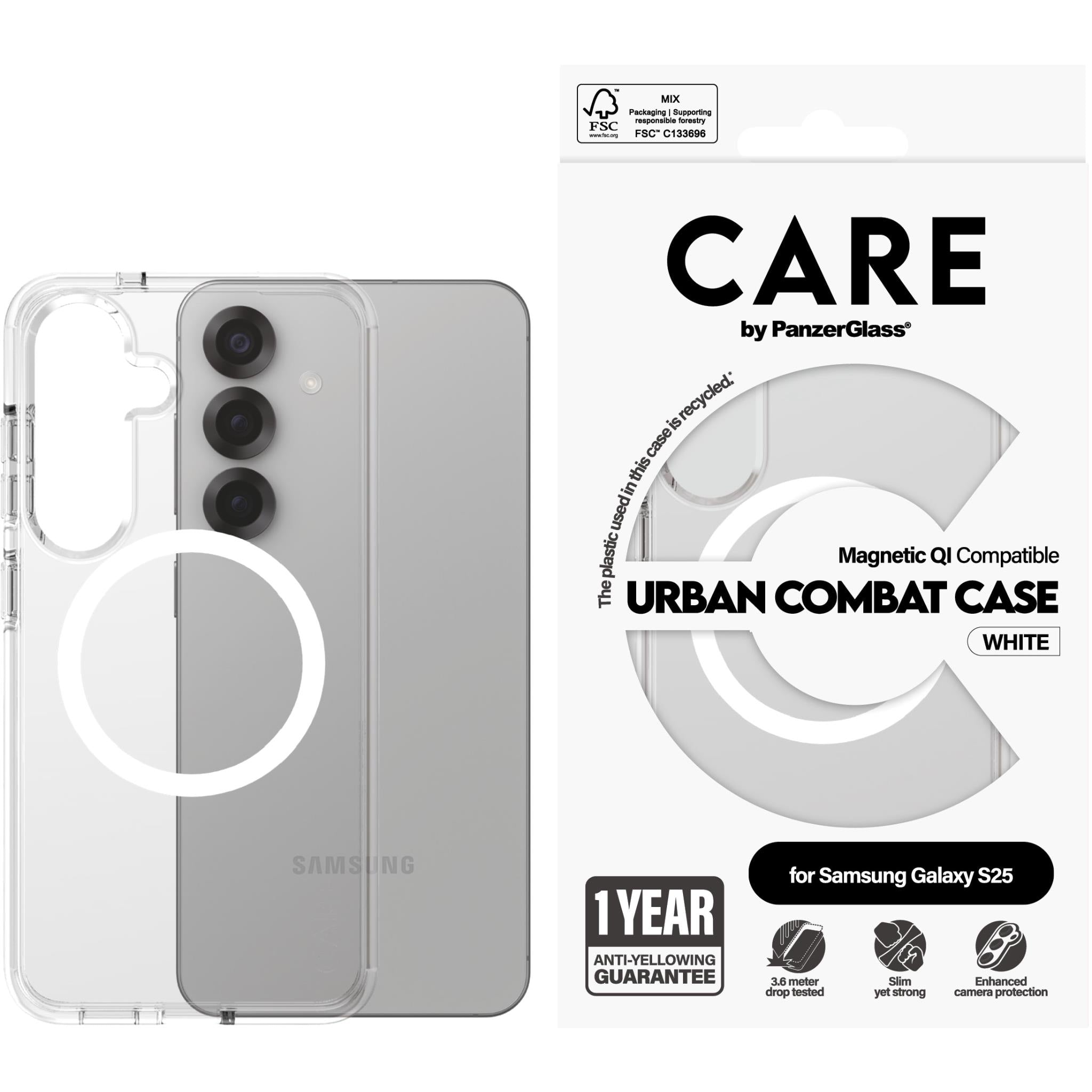 CARE by Panzer Urban Combat Case for Samsung Galaxy S25 (Clear)