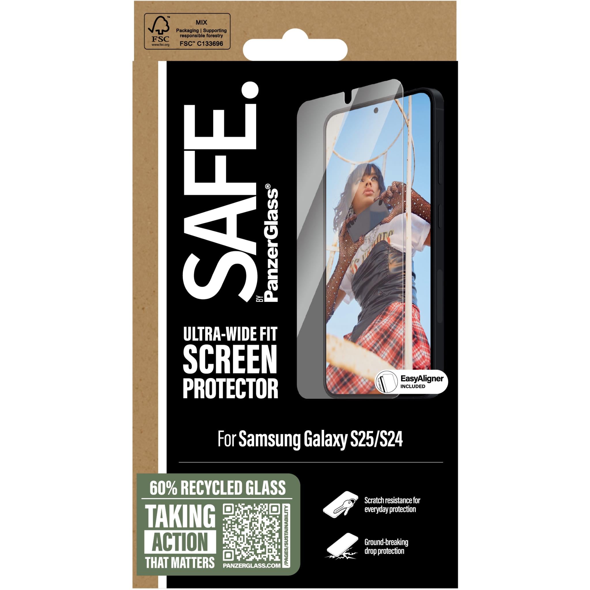 SAFE by PanzerGlass Ultra-Wide Fit screen protector for Samsung Galaxy S25 and S24, image 3 - Phone Accessories at Tech Supply Shed NZ