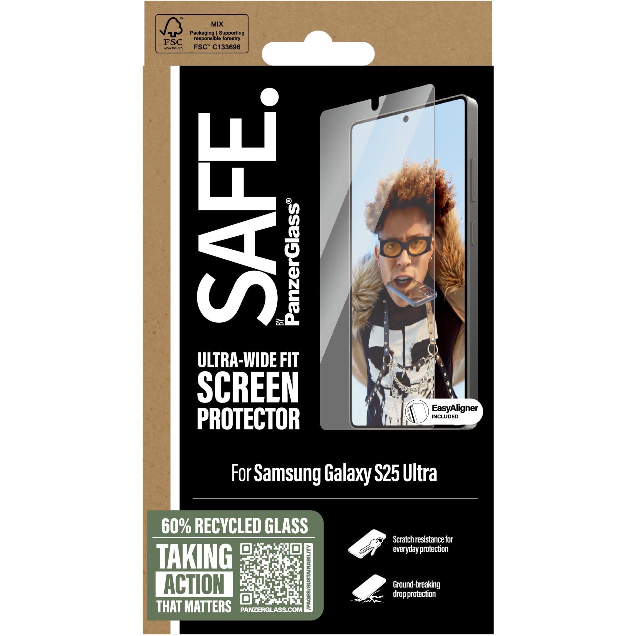 SAFE by PanzerGlass Ultra-Wide Fit screen protector for Samsung Galaxy S25 Ultra, image 3 - Phone Accessories at Tech Supply Shed NZ