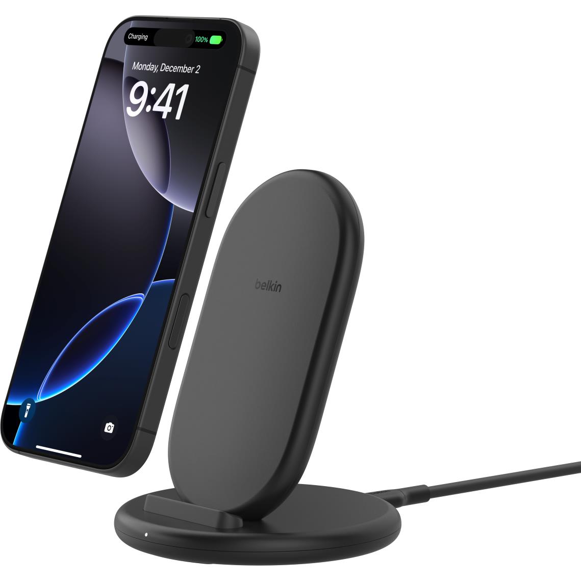 Belkin BoostCharge Wireless Charging Stand 15W (Black) [Power supply not included]