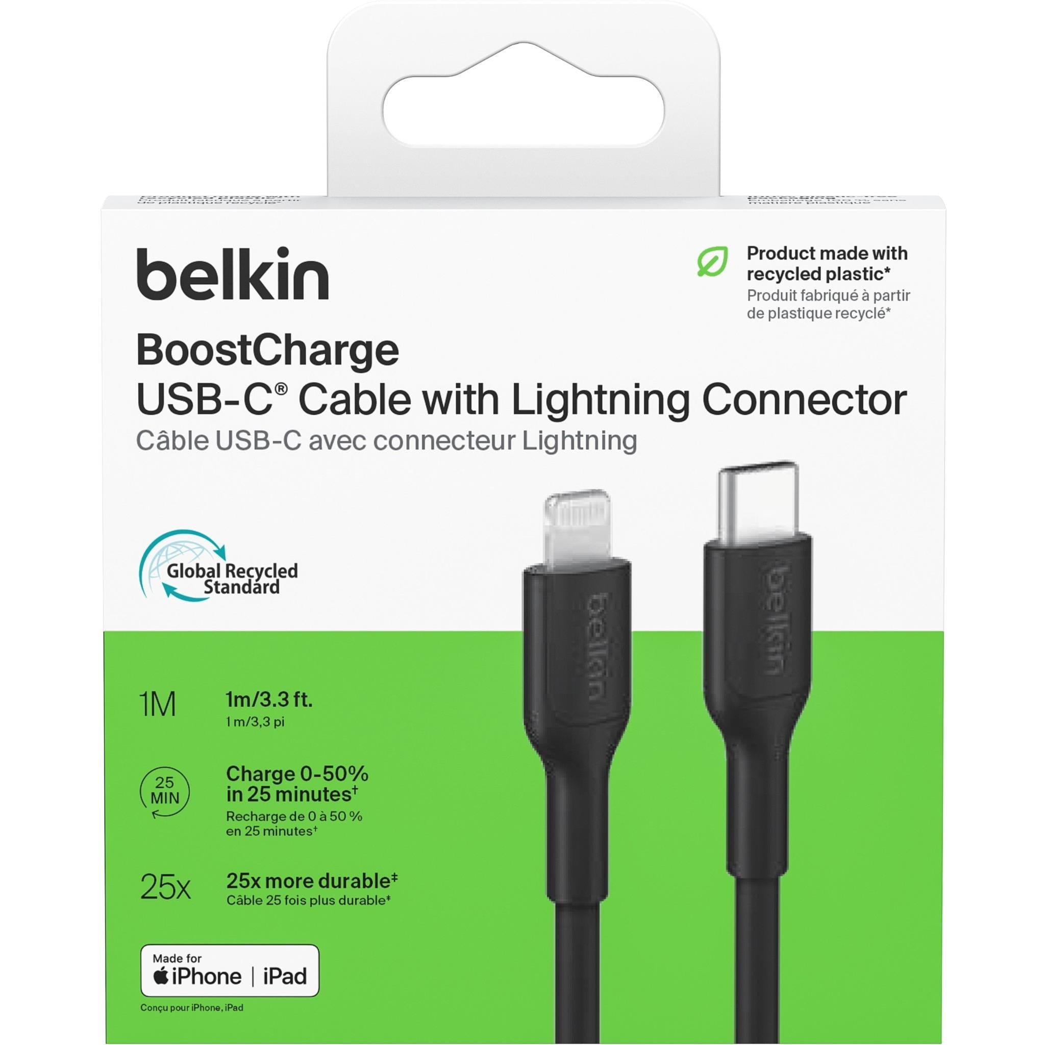 Belkin BoostCharge USB-C to Lightning Cable [1m] (Black)