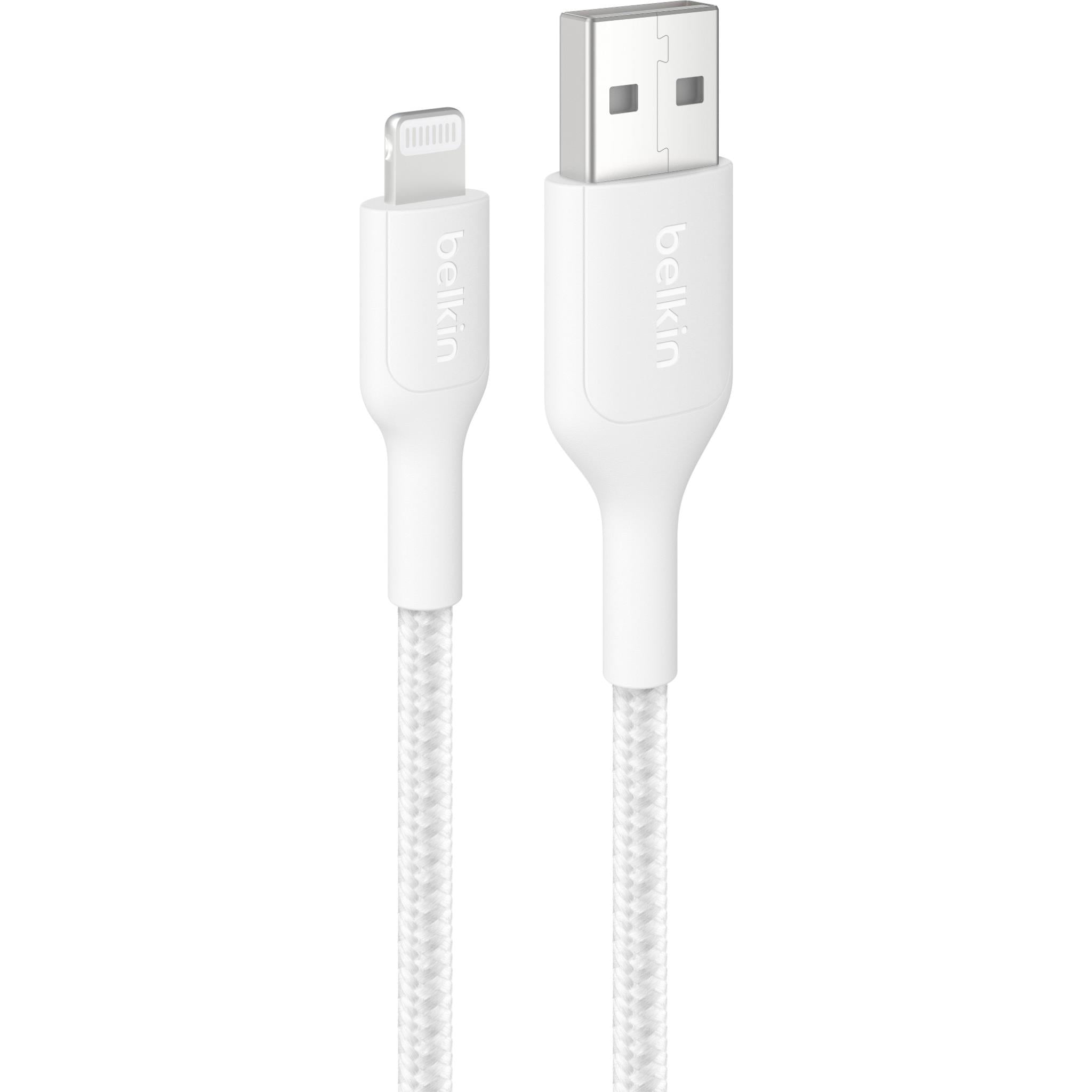 Belkin BoostCharge Braided USB-A to Lightning Cable [1m] (White)