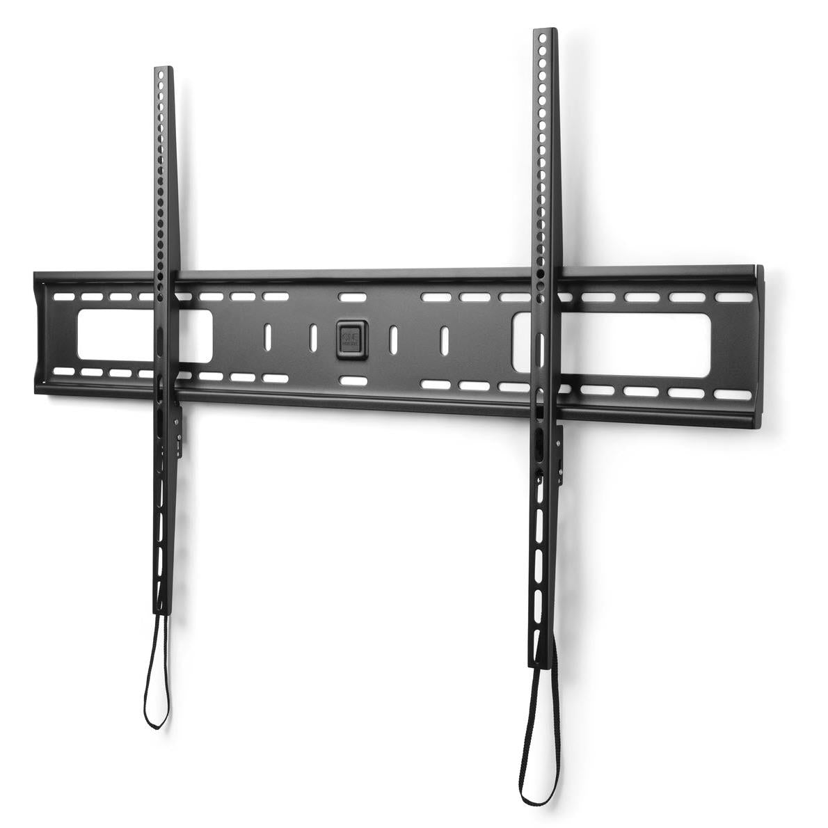 Fixed TV wall mount bracket, black metal crossbar with mounting rails