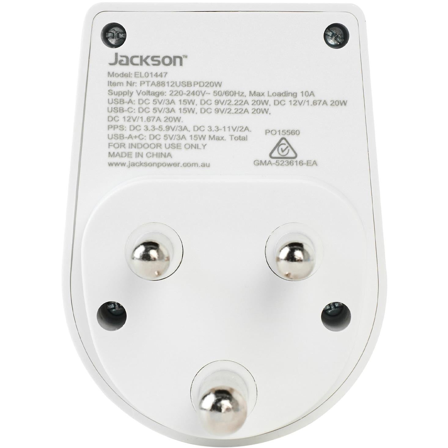 Jackson MOVE Rapid Charge PD20W USB-C/A Outbound Travel Adaptor (South Africa & More)
