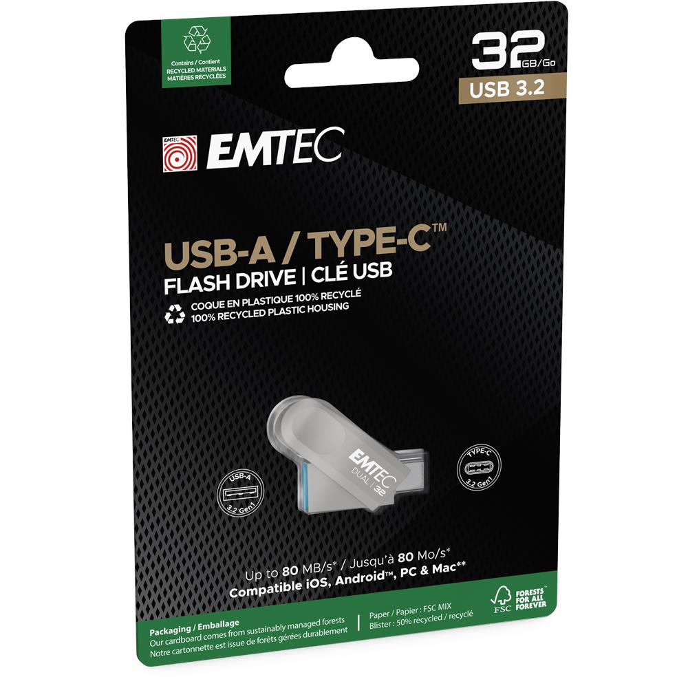Emtec D280 Dual Drive USB Type-C Flash Drive (32GB)