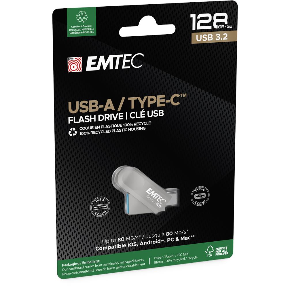 Emtec D280 Dual Drive USB Type-C Flash Drive (128GB)