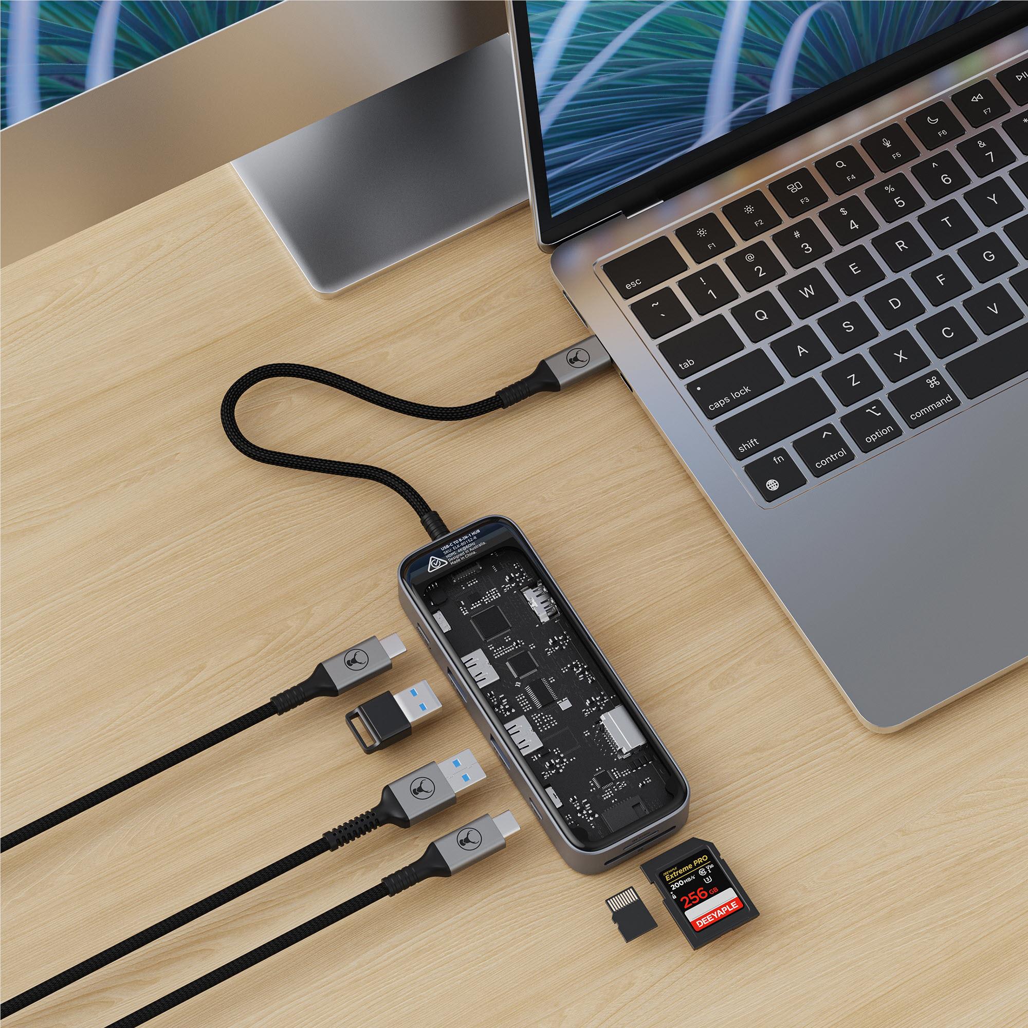Bonelk Vision Long-Life USB-C to 8-in-1 Multiport Hub (SG/Clear)