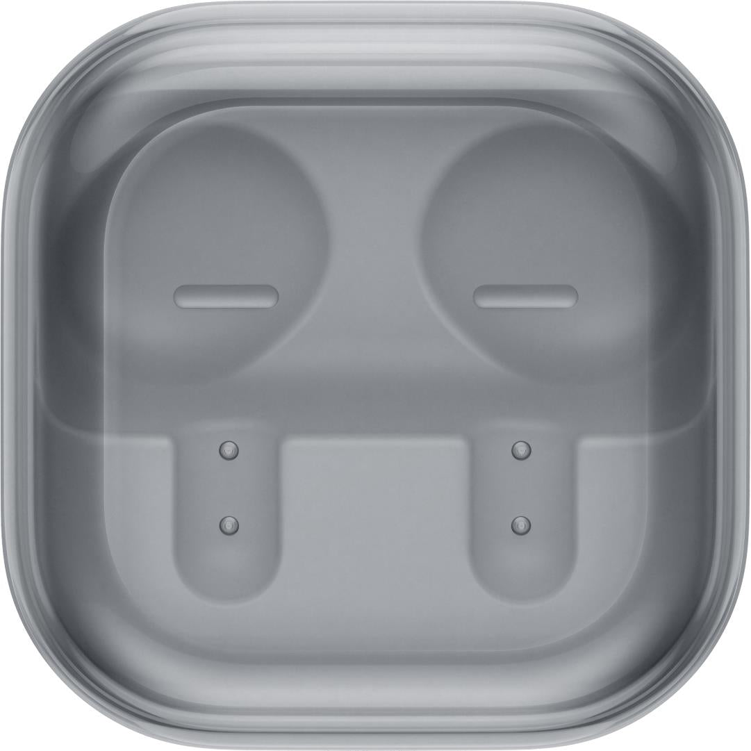 White charging case interior with two charging pads and molded holders