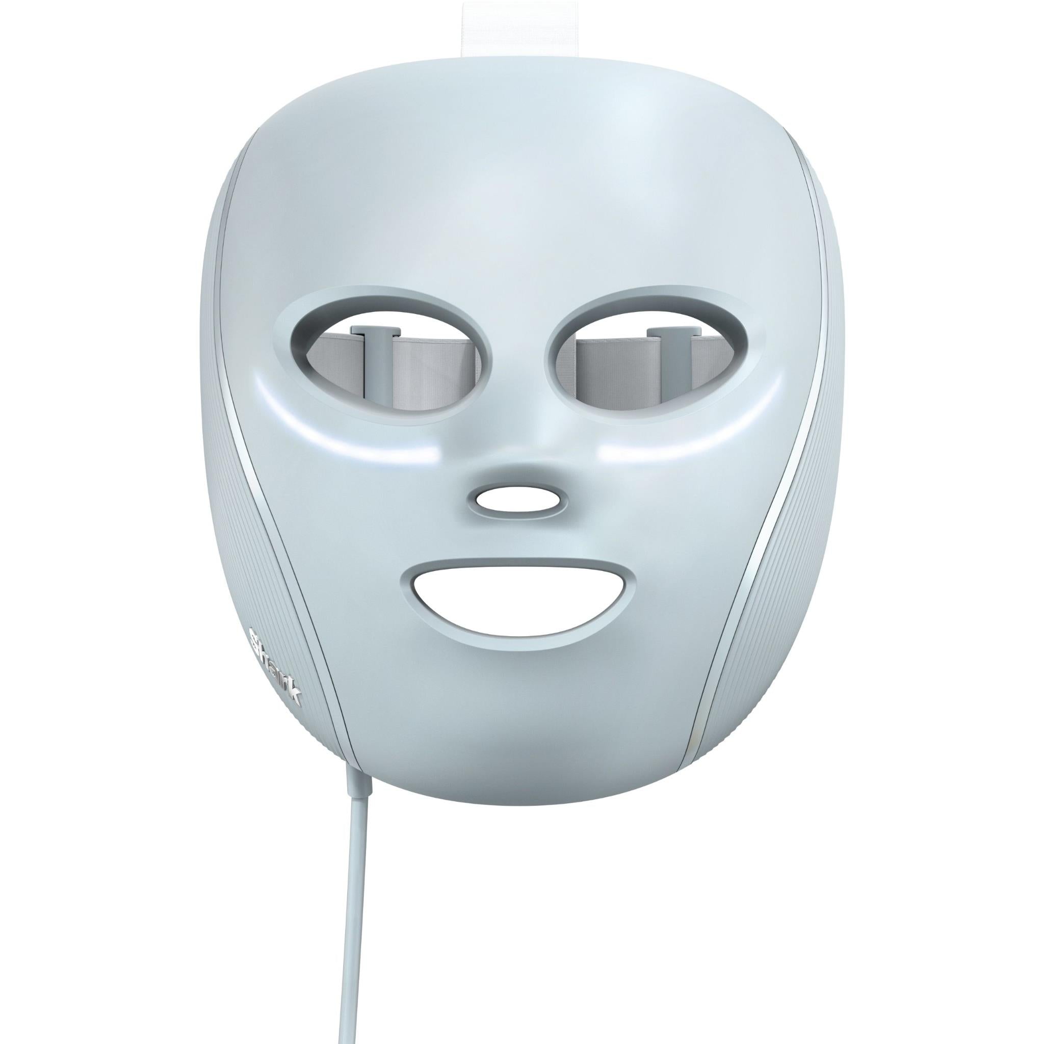 Blue frost LED face mask with eye cooling, front view with two eye openings
