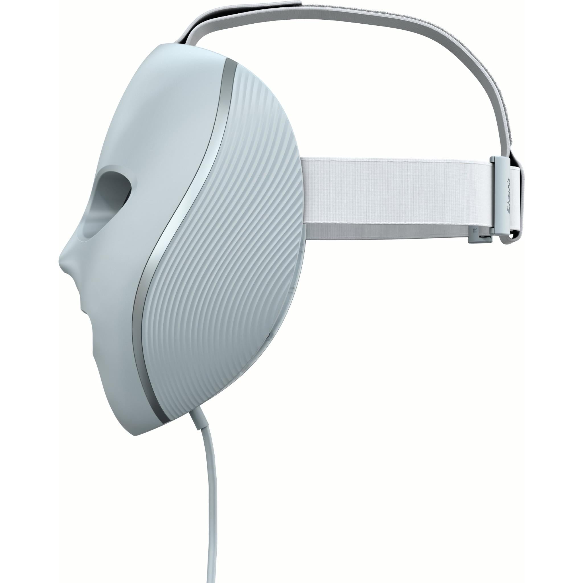 Blue frost LED face mask with head strap and side profile design