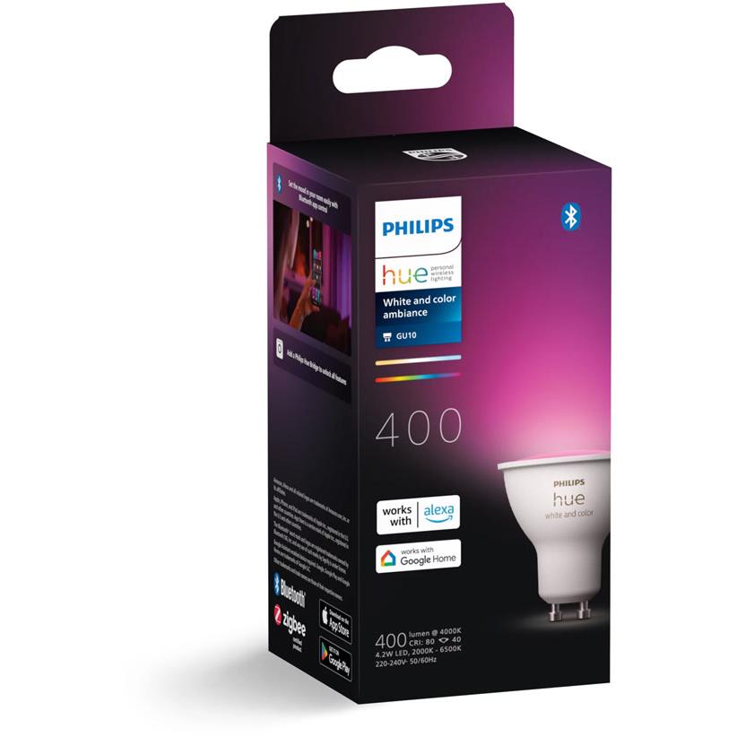 Philips Hue GU10 white and color spotlight bulb retail box