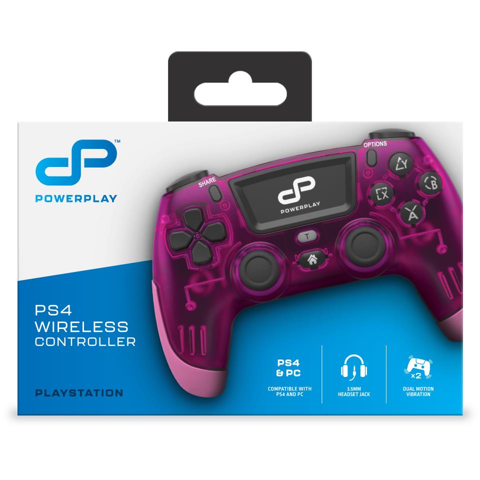 PowerPlay wireless controller for PS4 and PC in translucent pink, image 2 - Electronic Gaming Accessories at Tech Supply Shed NZ