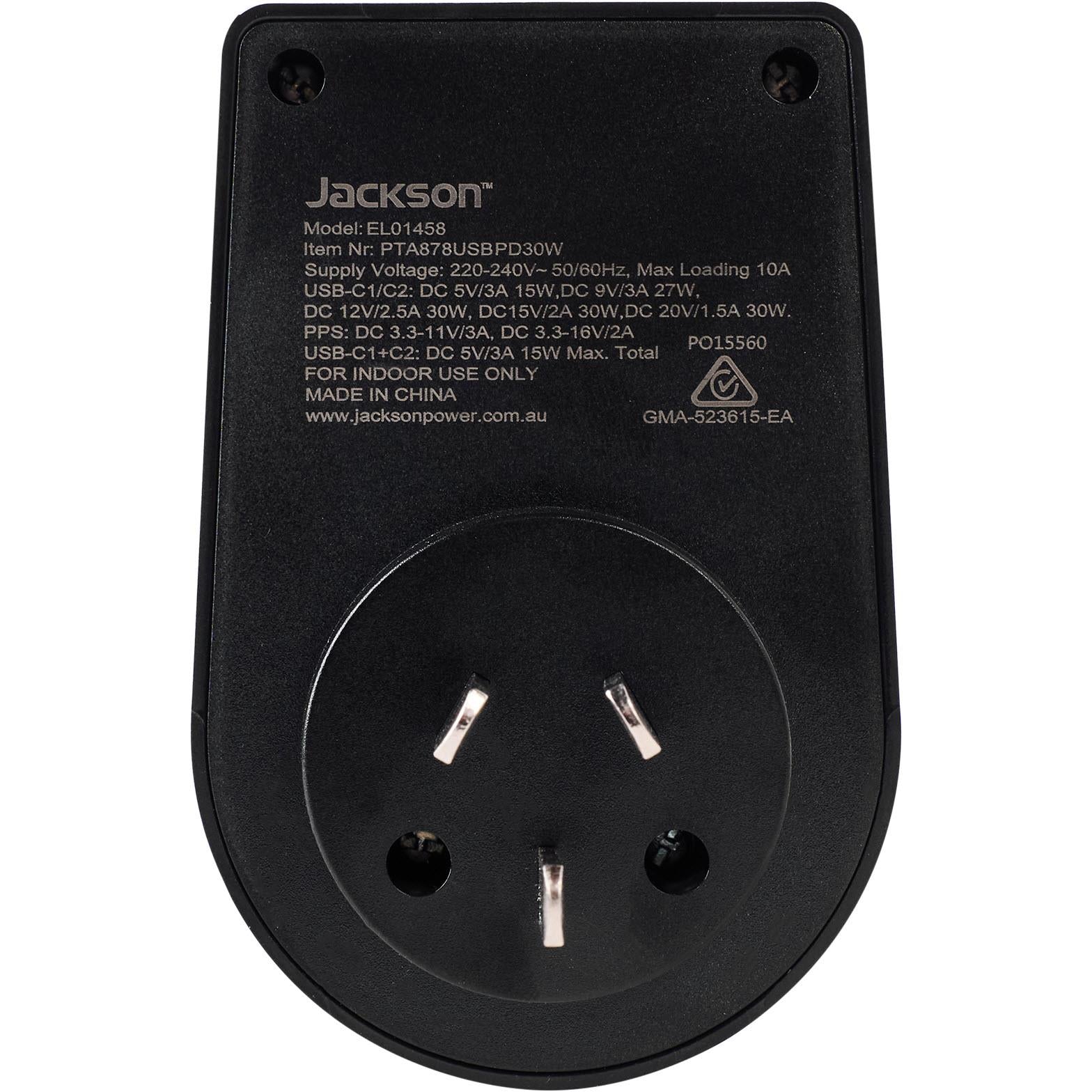 Jackson MOVE Rapid Charge PD30W USB-C Inbound Travel Adaptor for USA, UK & More