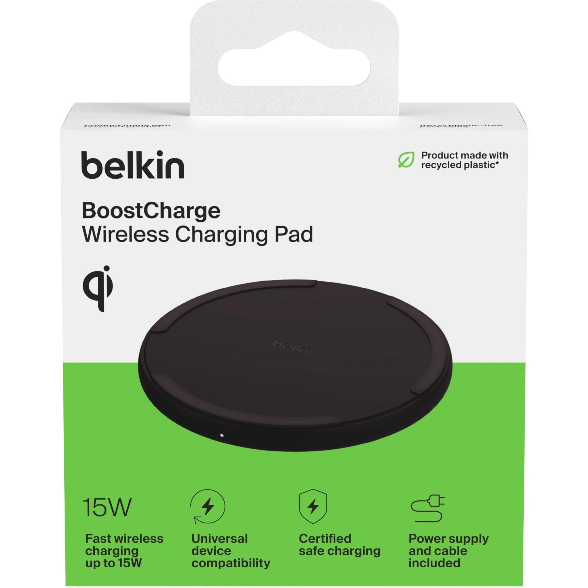 Belkin BoostCharge Wireless 15W Charging Pad with 20W Wall Charger (Black)