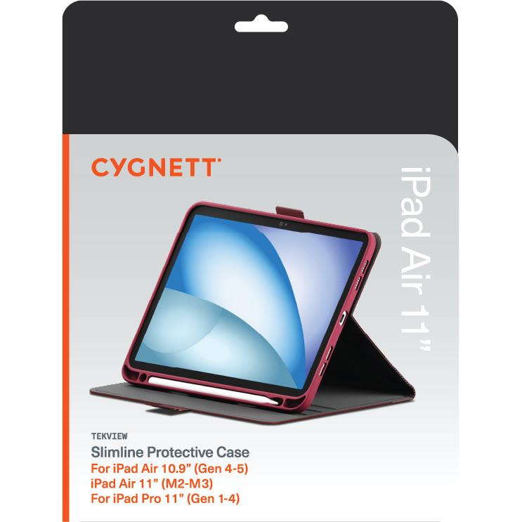 Cygnett Tekview Case for iPad Air M4-M3-M2 11 iPad Air 10.9 (Gen 4-5) iPad Pro 11 (Gen 1-4) (Cherry Rose)