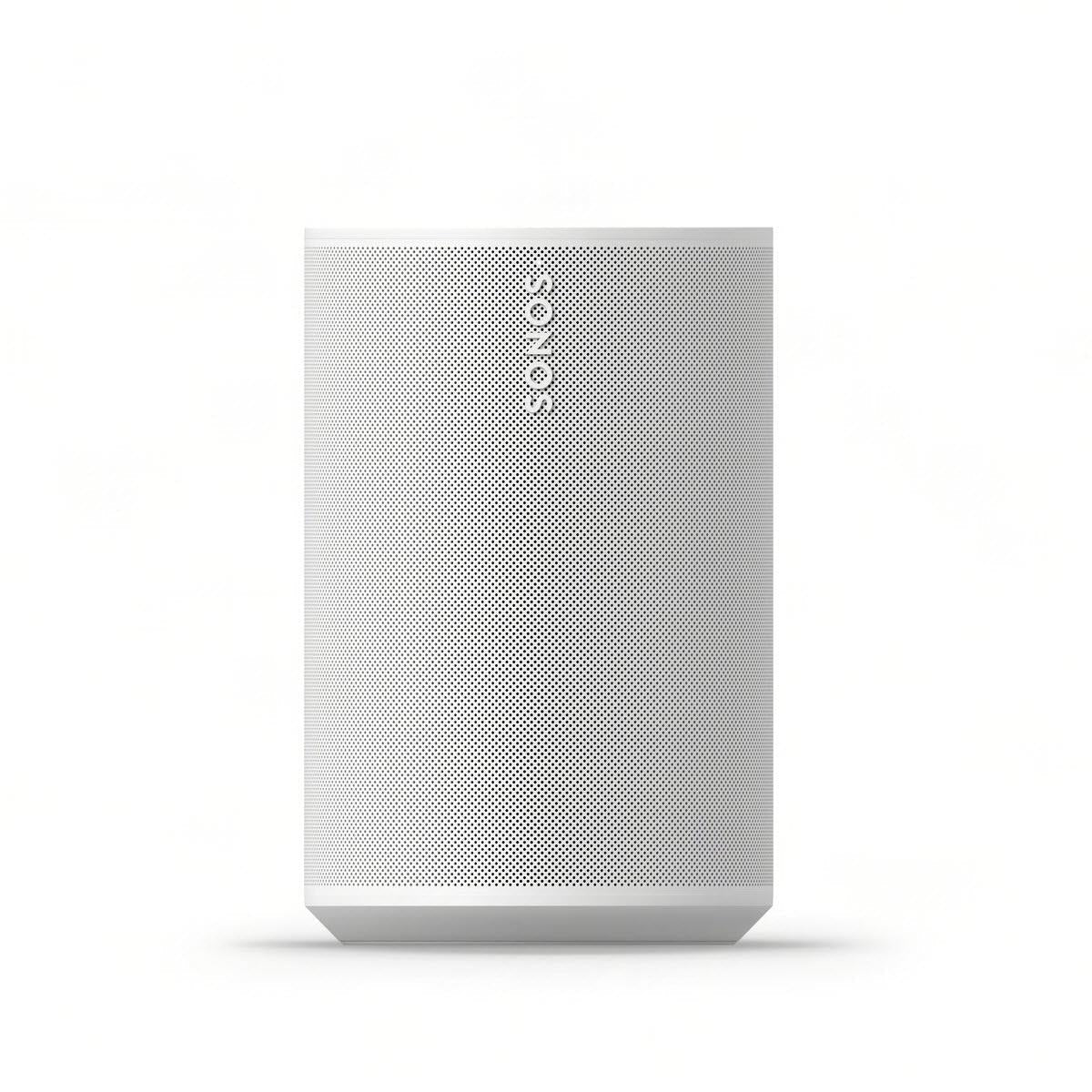 White Sonos Era 100 SL speaker side view with vertical grille and logo