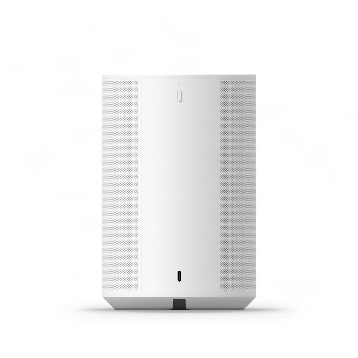 White Sonos Era 100 SL speaker rear view with side grilles and rear panel