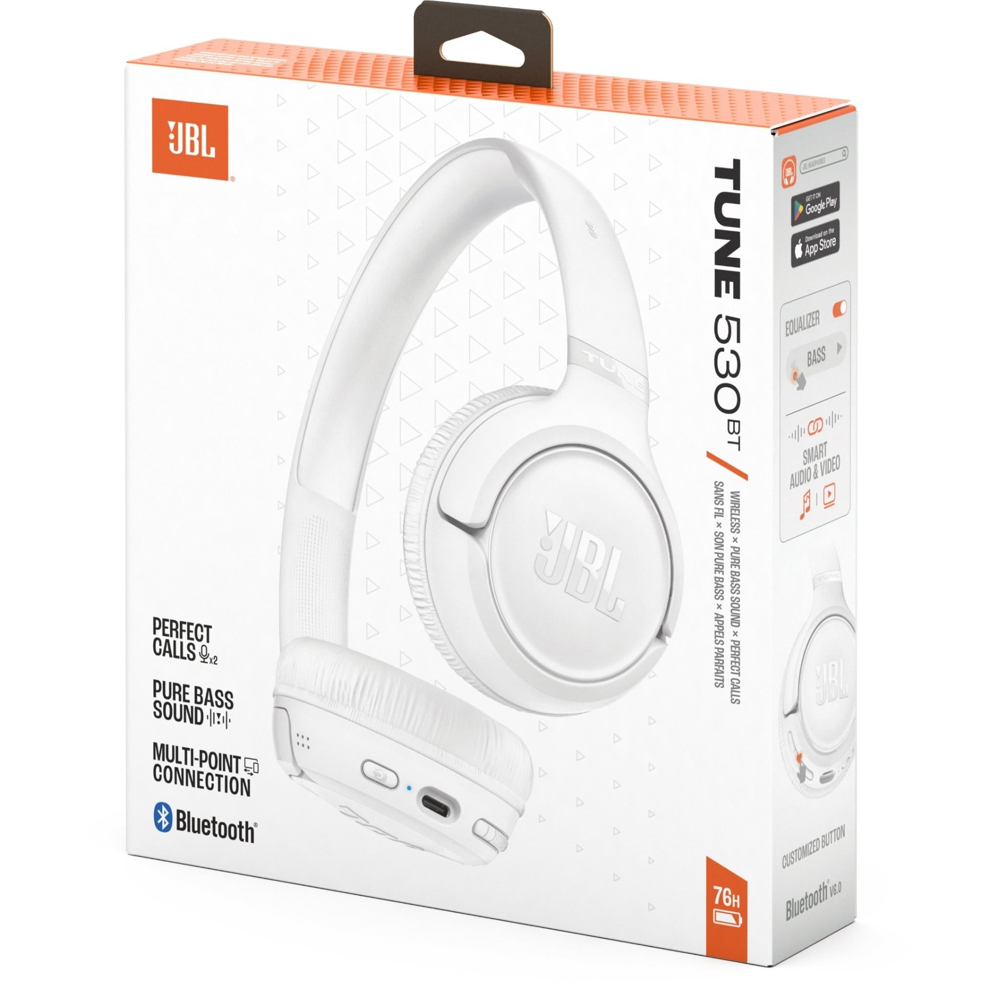 JBL Tune 530BT Wireless On-Ear Headphones (White)
