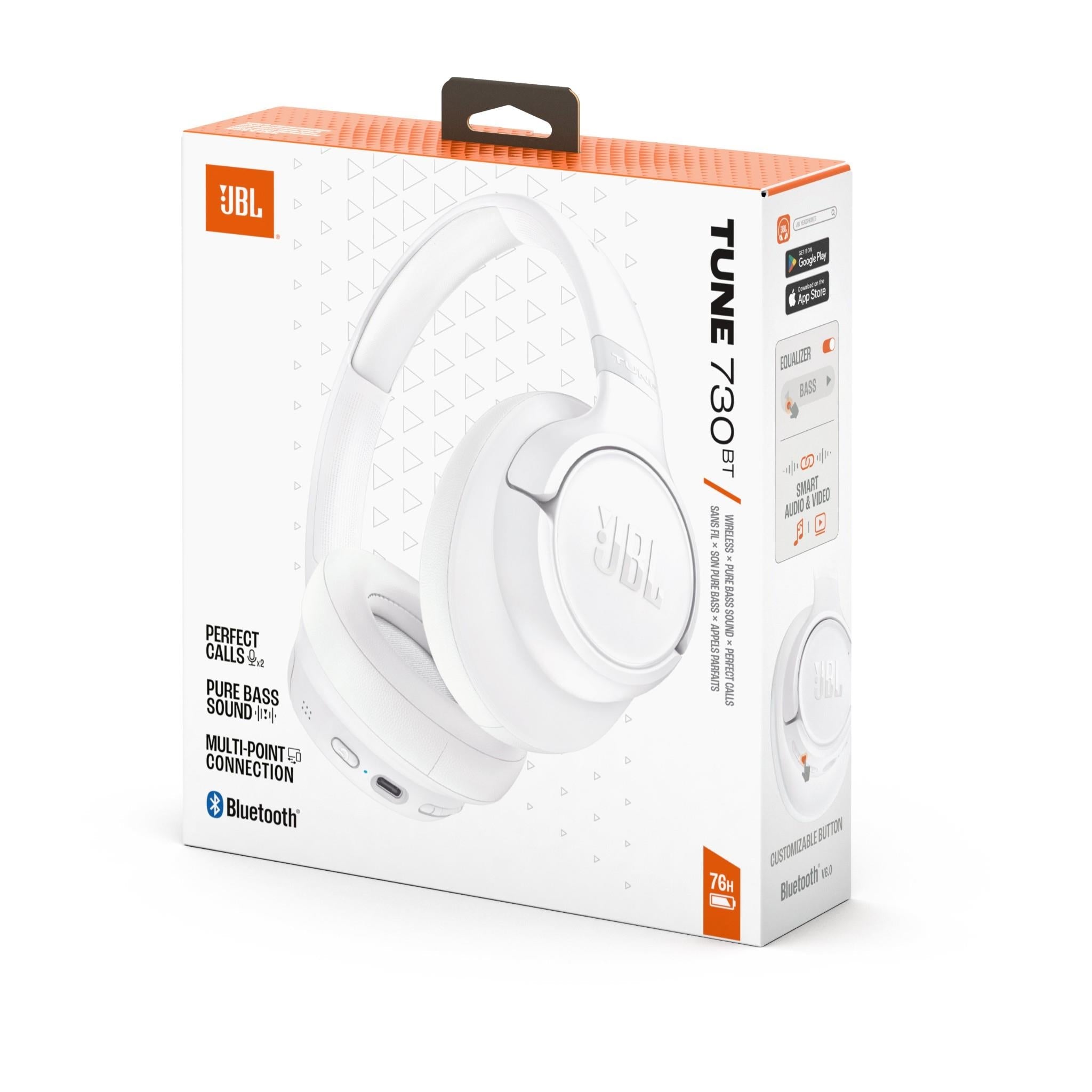 JBL Tune 730BT Wireless Over-Ear Headphones (White)