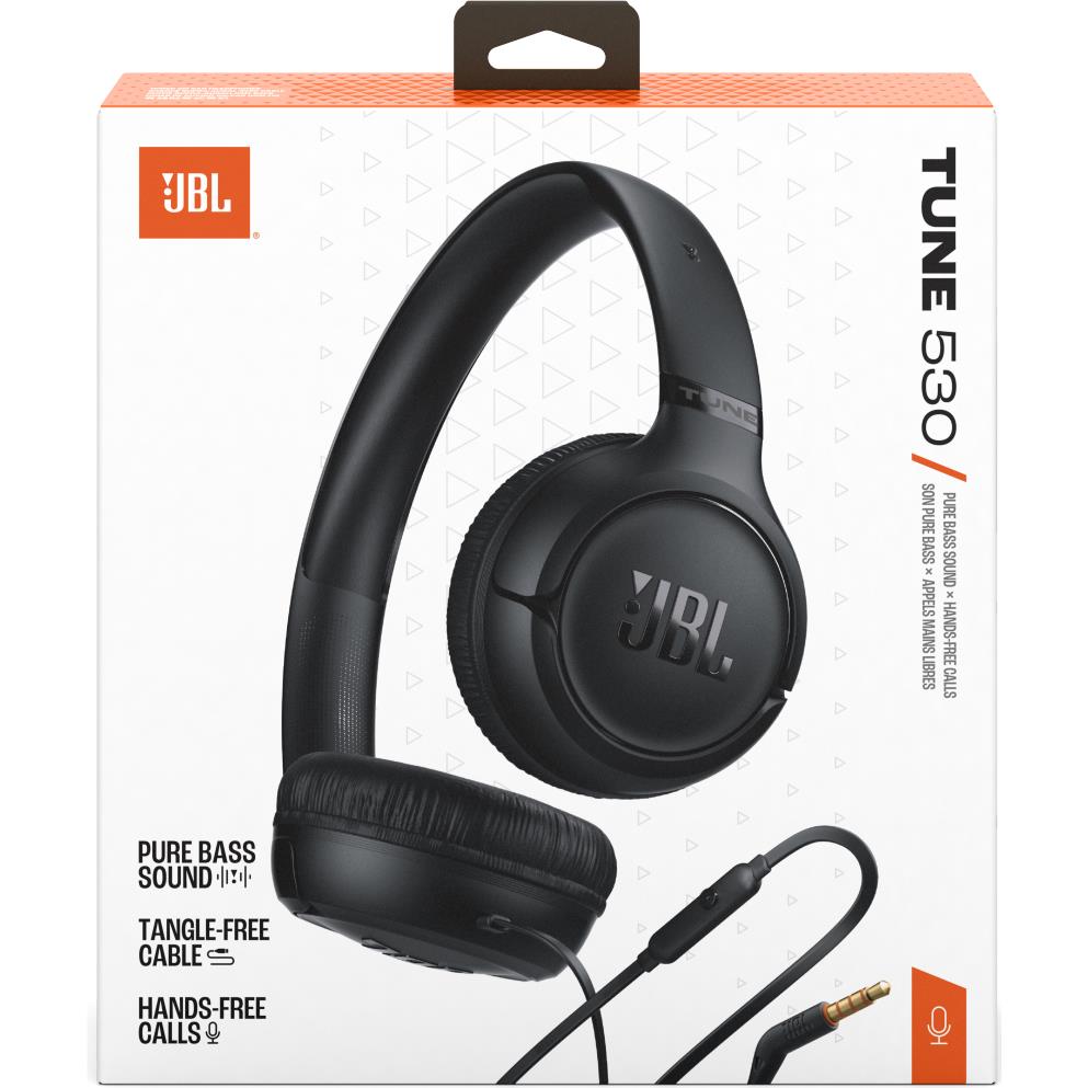 JBL Tune 530 Wired On-ear Headphones (Black) [3.5mm]