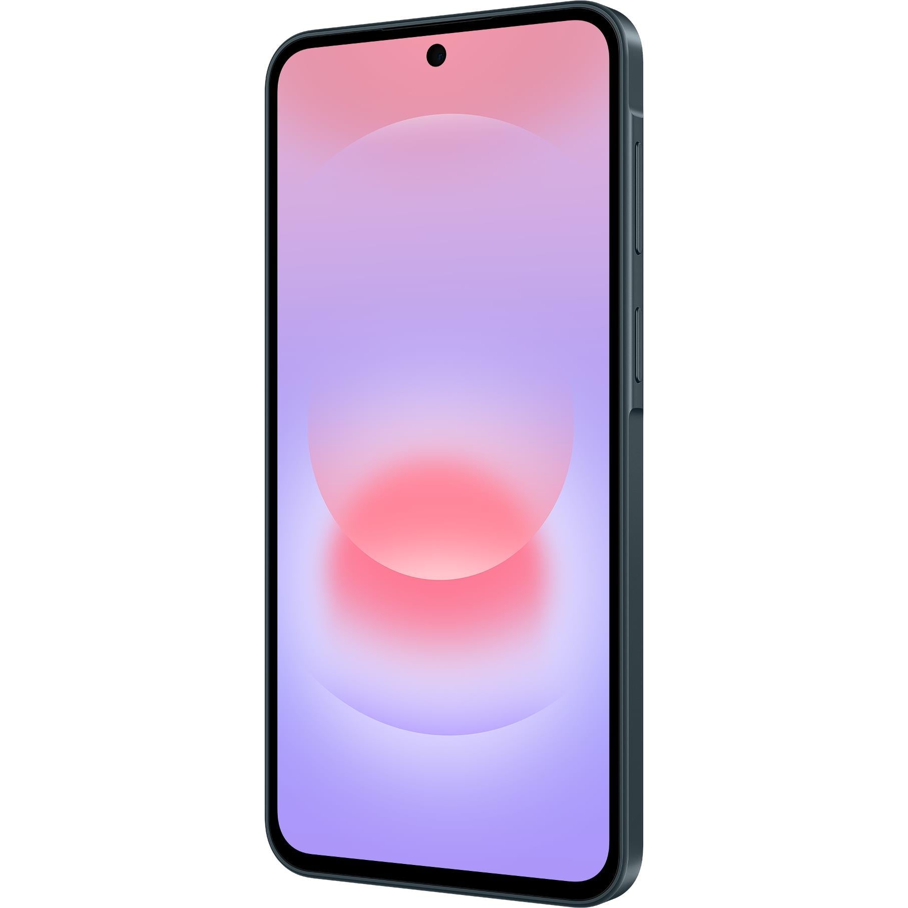 Samsung Galaxy A37 5G smartphone front angled view with abstract wallpaper