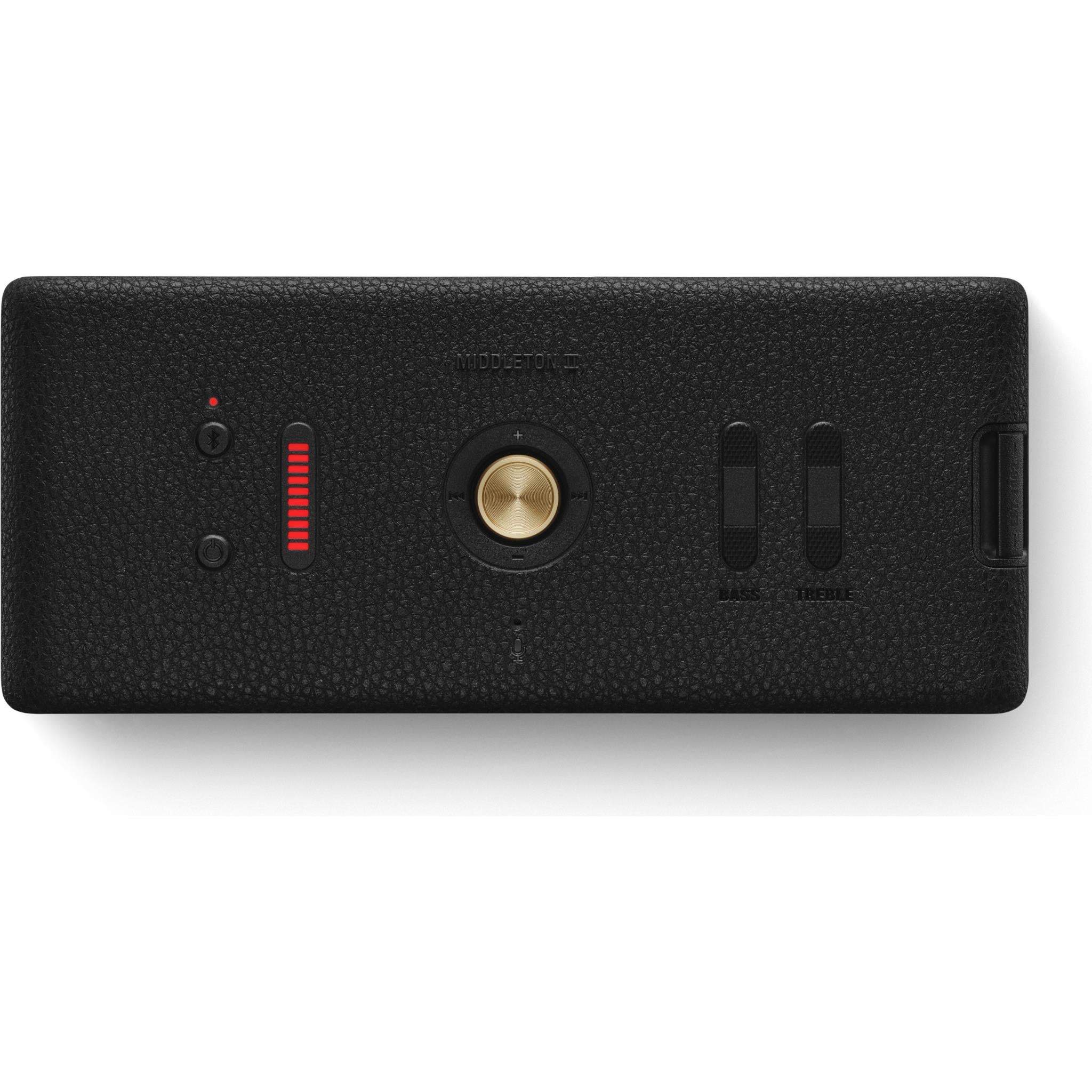Marshall Middleton II portable Bluetooth speaker in black and brass, image 3 - Portable Speakers at Tech Supply Shed NZ