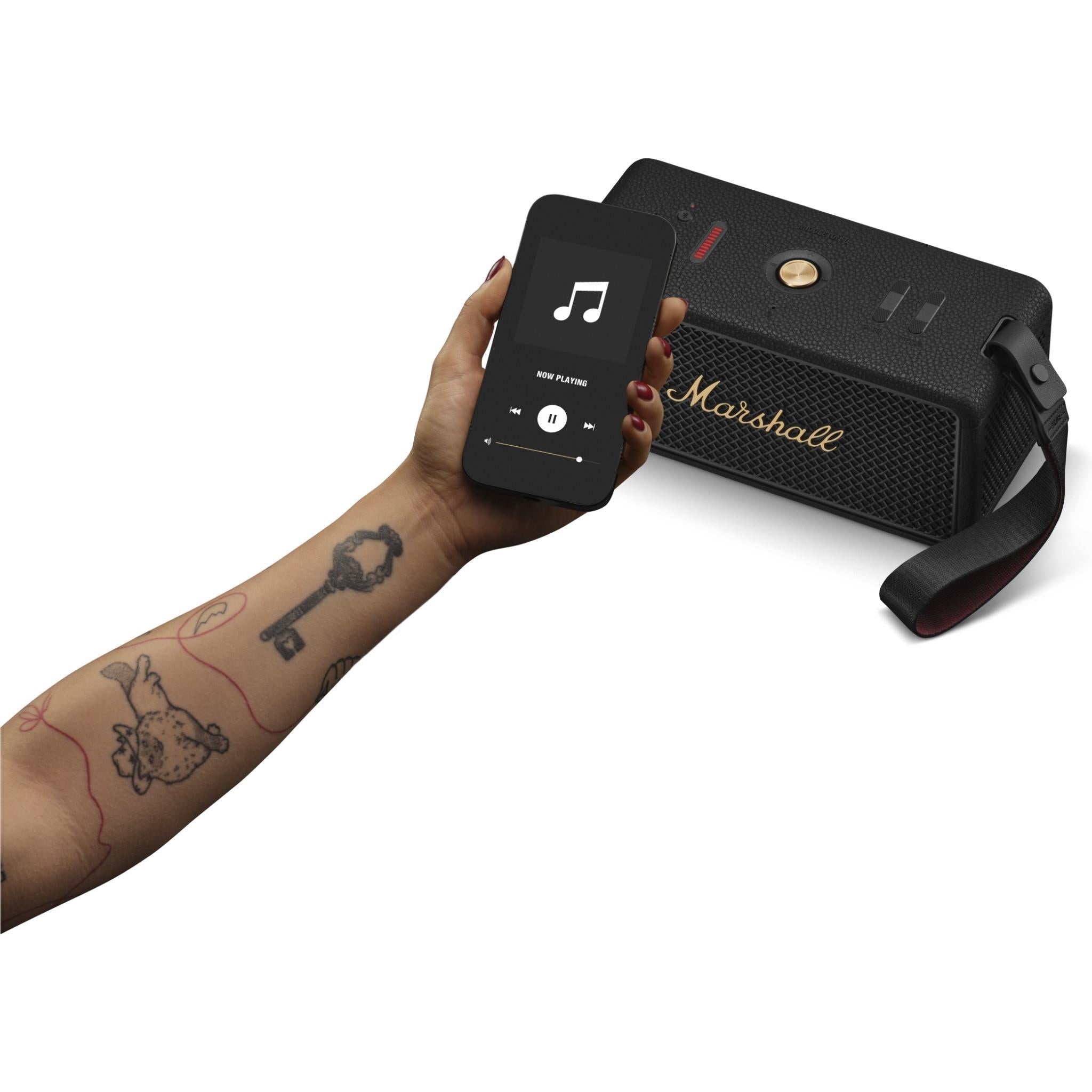 Marshall Middleton II portable Bluetooth speaker in black and brass, image 4 - Portable Speakers at Tech Supply Shed NZ