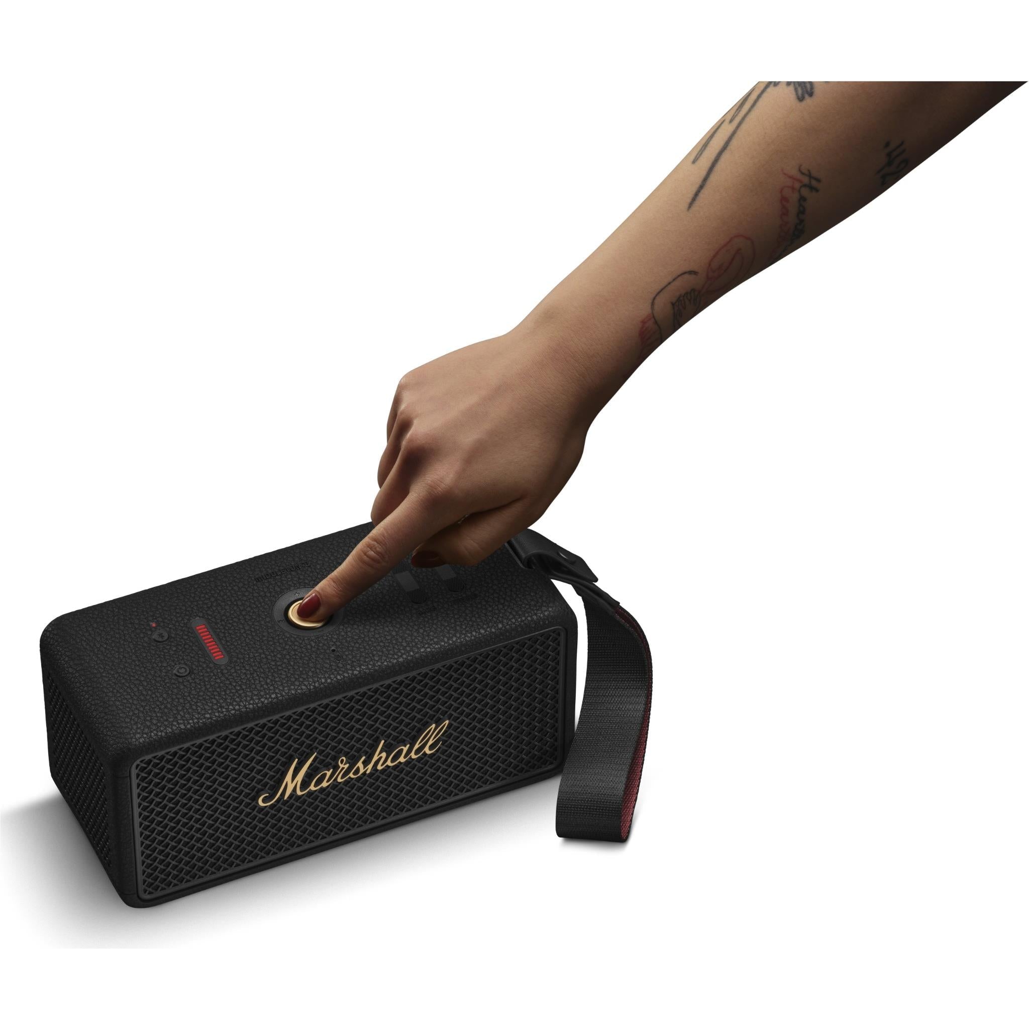 Marshall Middleton II portable Bluetooth speaker in black and brass, image 6 - Portable Speakers at Tech Supply Shed NZ