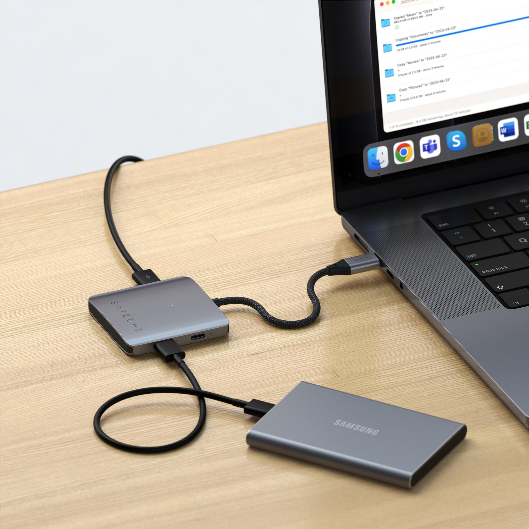 Satechi 4-Port USB-C hub with 100W PD in Space Grey, image 5 - USB Hubs & USB-C Hubs at Tech Supply Shed NZ