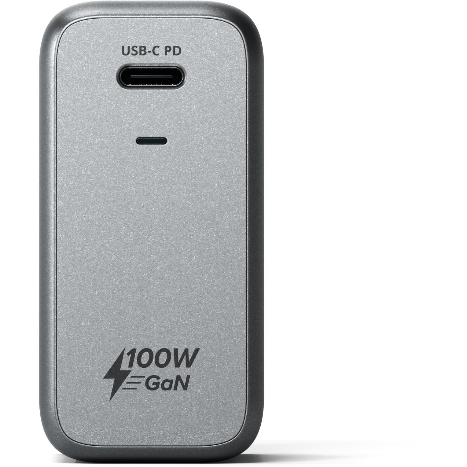 Grey Satechi 100W GaN USB-C PD wall charger, USB-C port front view
