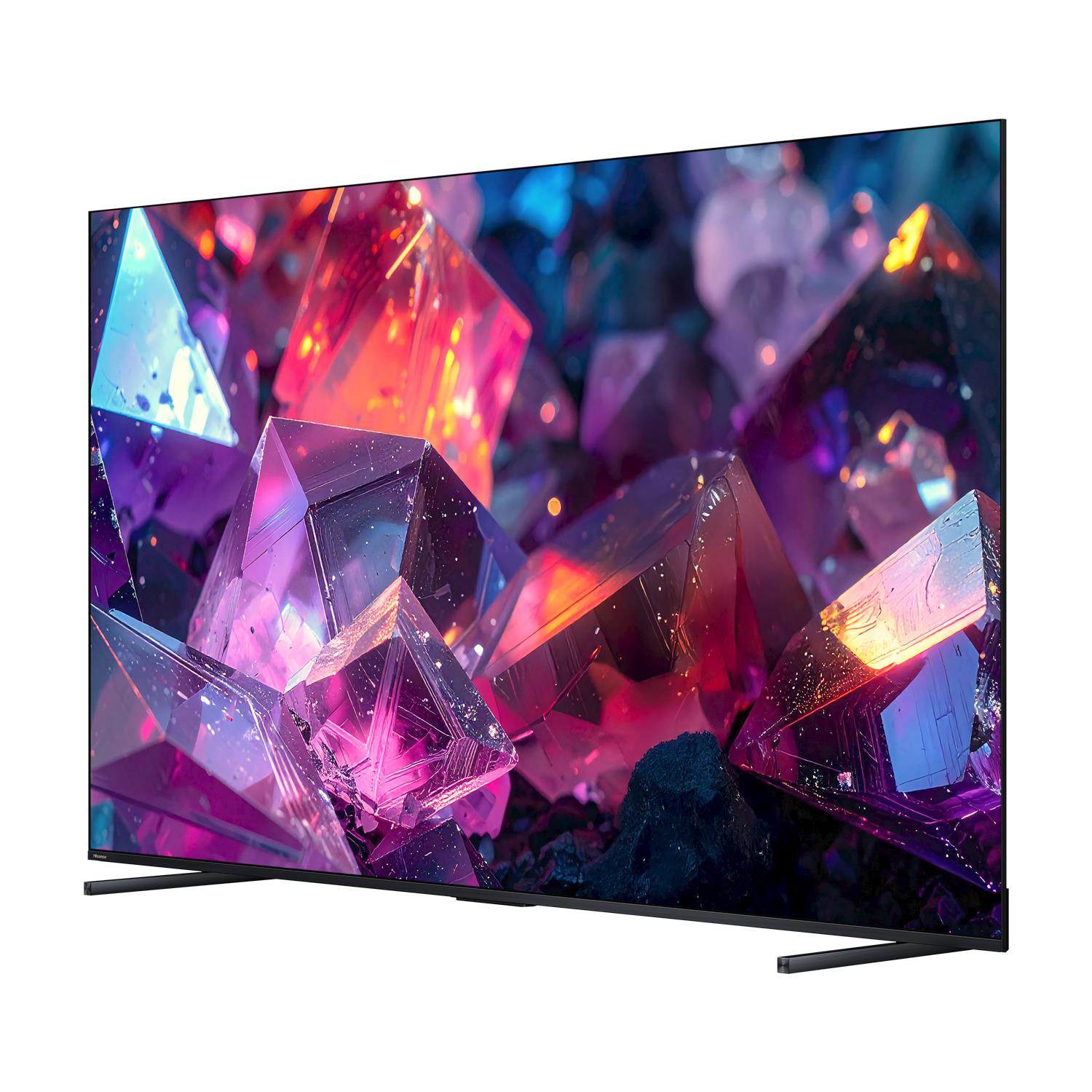 Hisense 100-inch QLED TV front view with colorful crystal video display