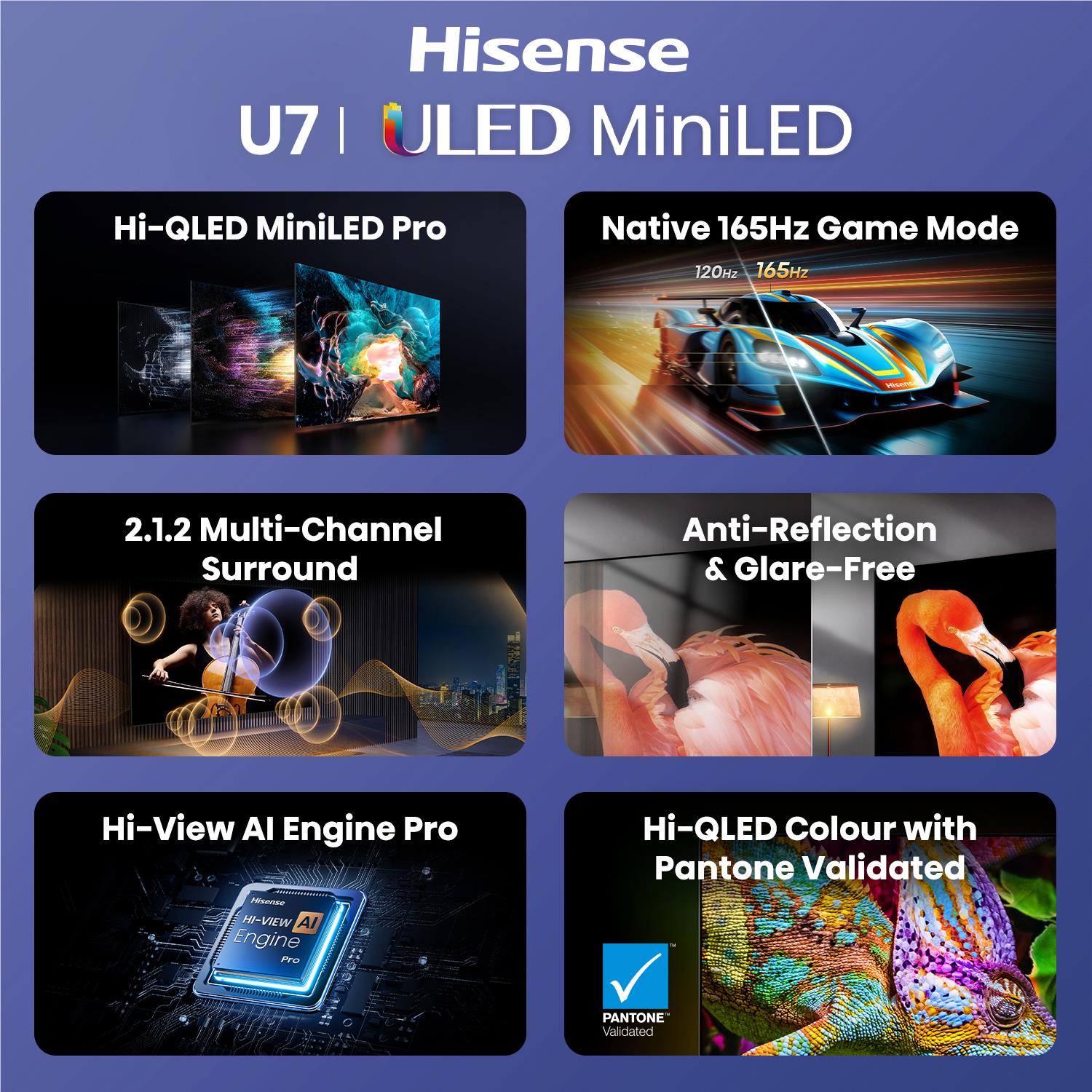 Hisense 55" U7SNZ Mini LED ULED 165Hz 4K Smart AI TV [2026]