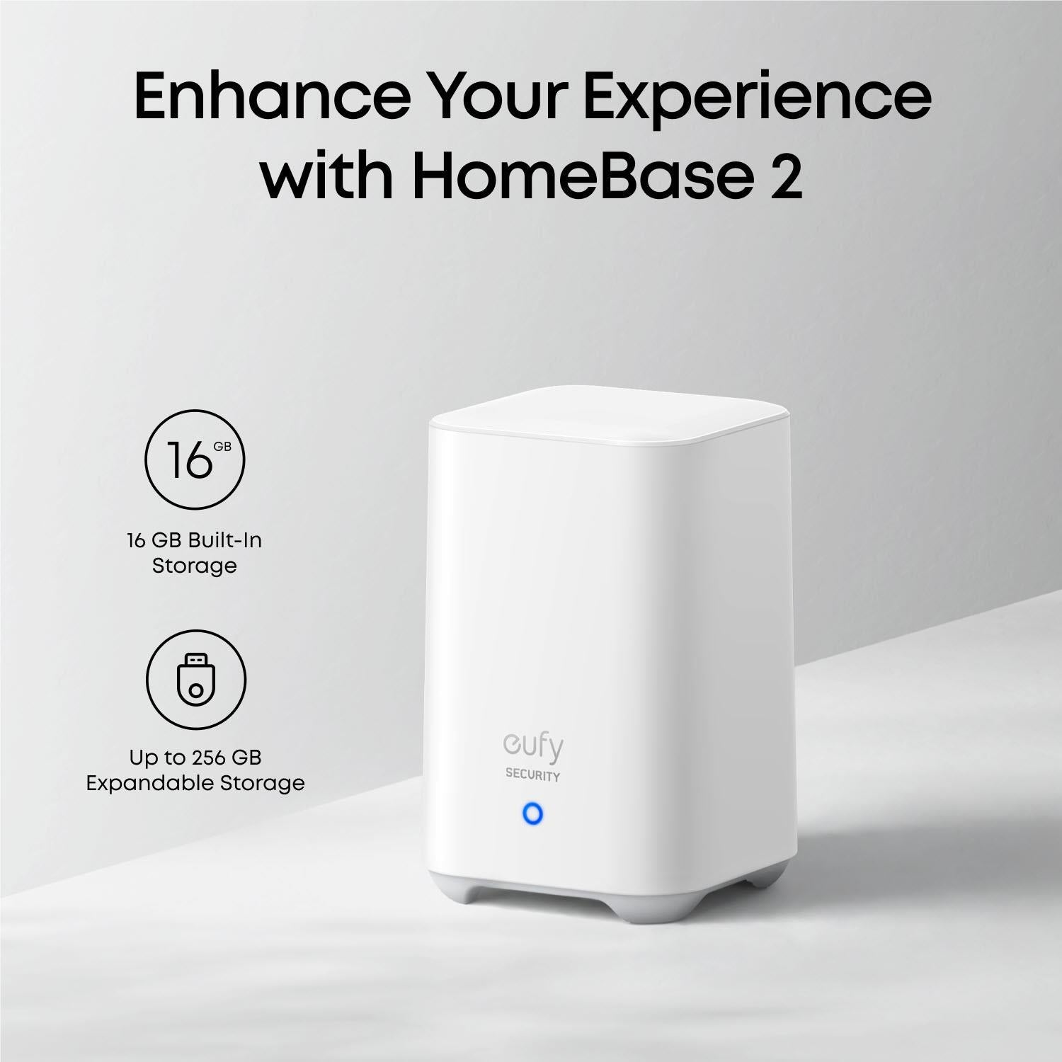 HomeBase 2 white hub for security camera kit with 16 GB storage icon