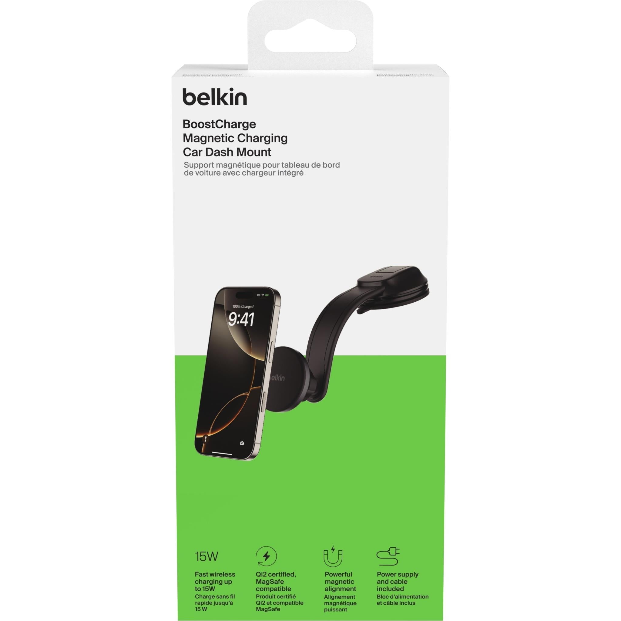 Belkin Qi2 15W Wireless In-Car Dash Mount Charger