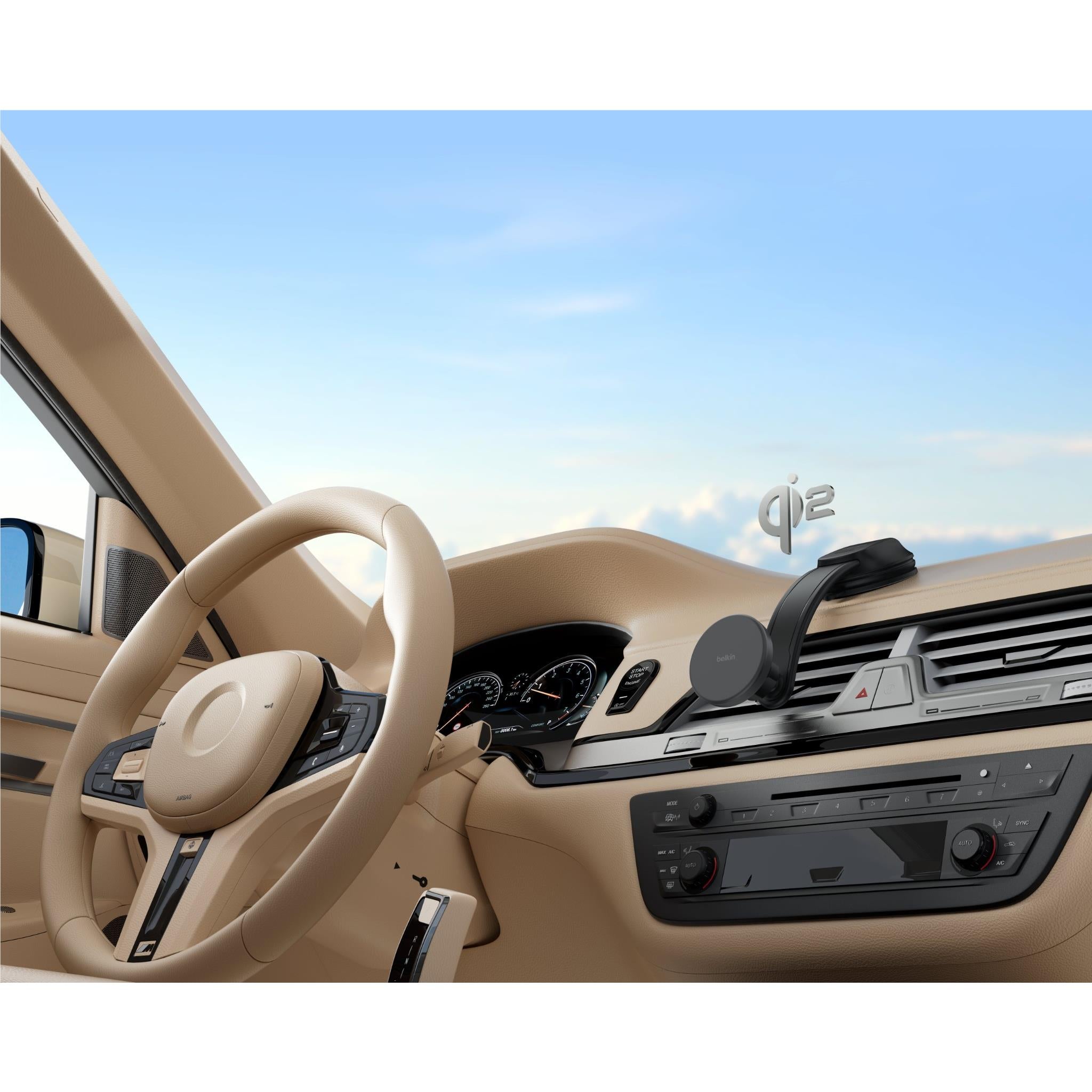 Belkin Qi2 15W Wireless In-Car Dash Mount Charger
