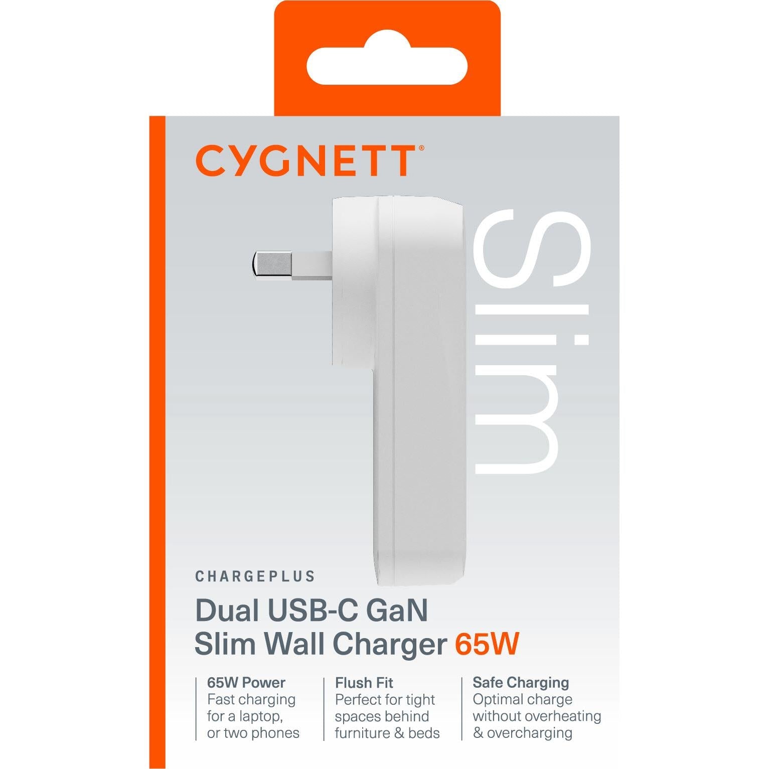 Cygnett ChargePlus Dual USB-C Slim Wall Charger 65W