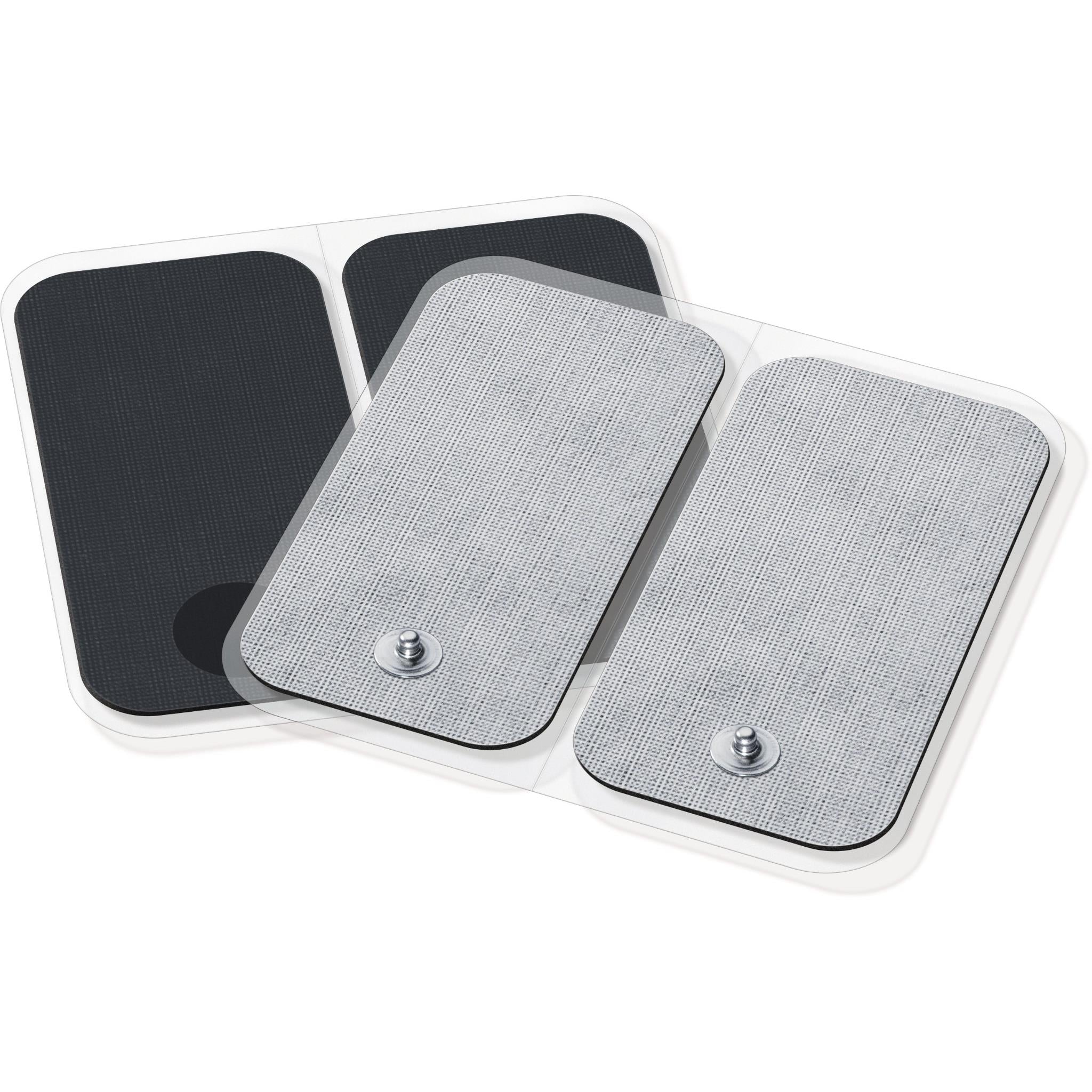 Replacement gel electrode pads, rectangular with metal snap, 4-pack set