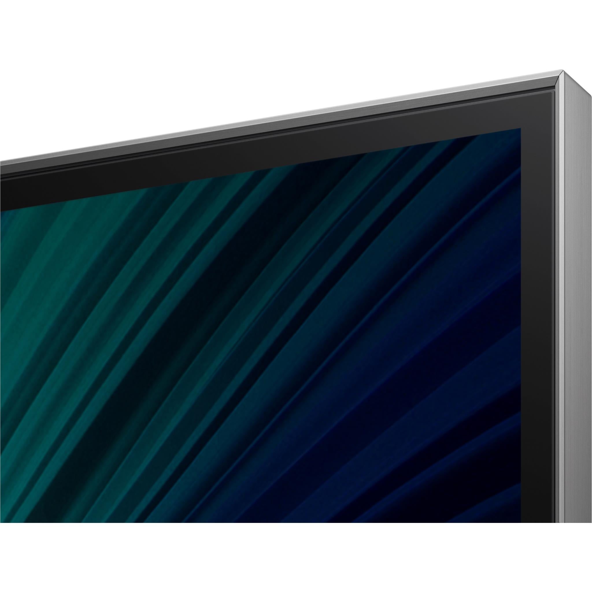 Samsung Micro RGB Smart TV close-up of thin black frame with metallic border