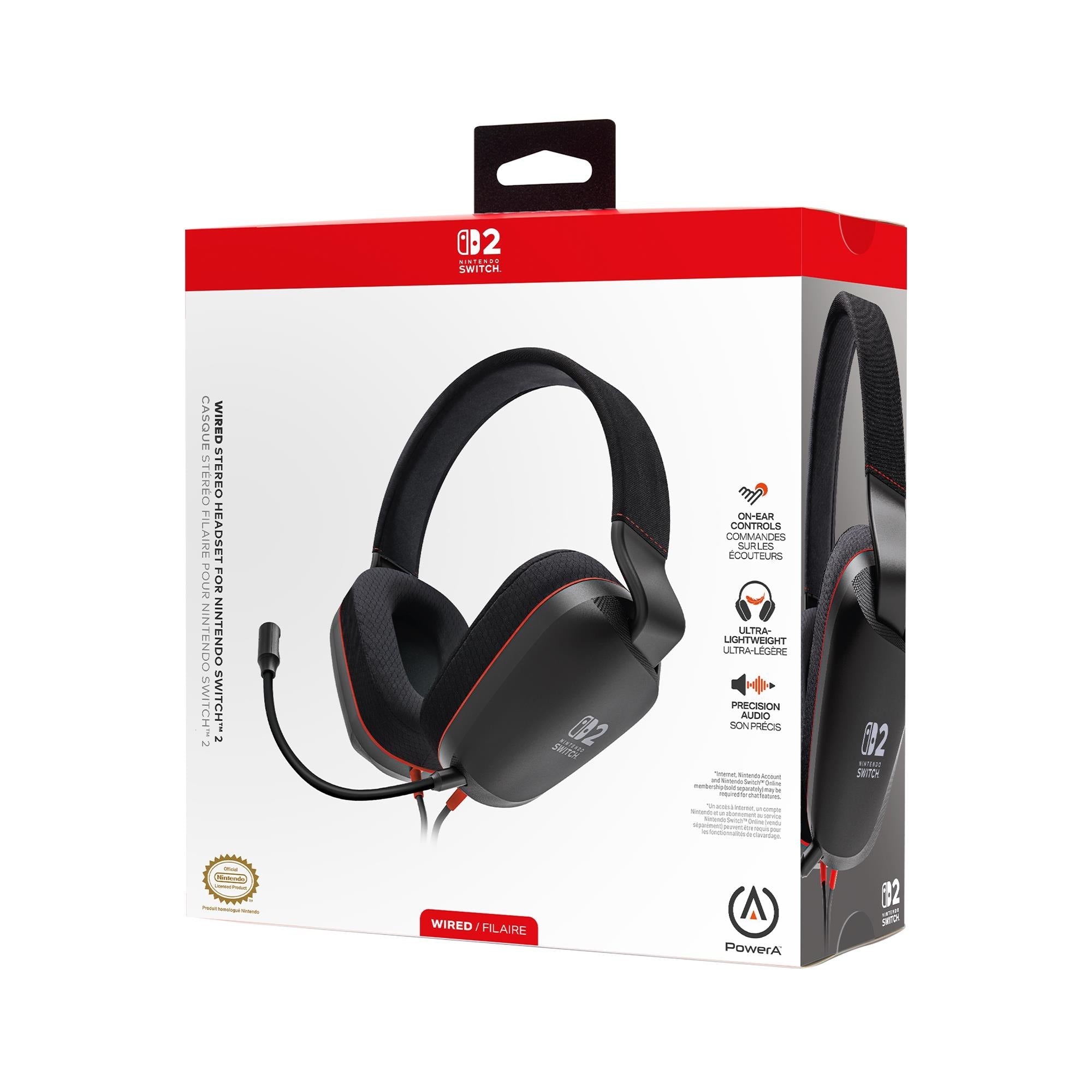 PowerA Wired Stereo Headset for Nintendo Switch 2 (Black)