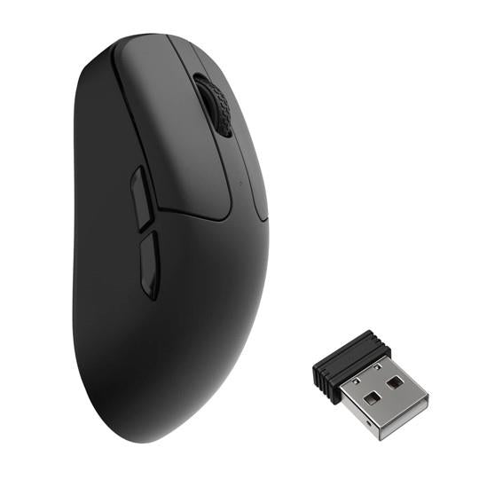 Black wireless gaming mouse with USB wireless receiver