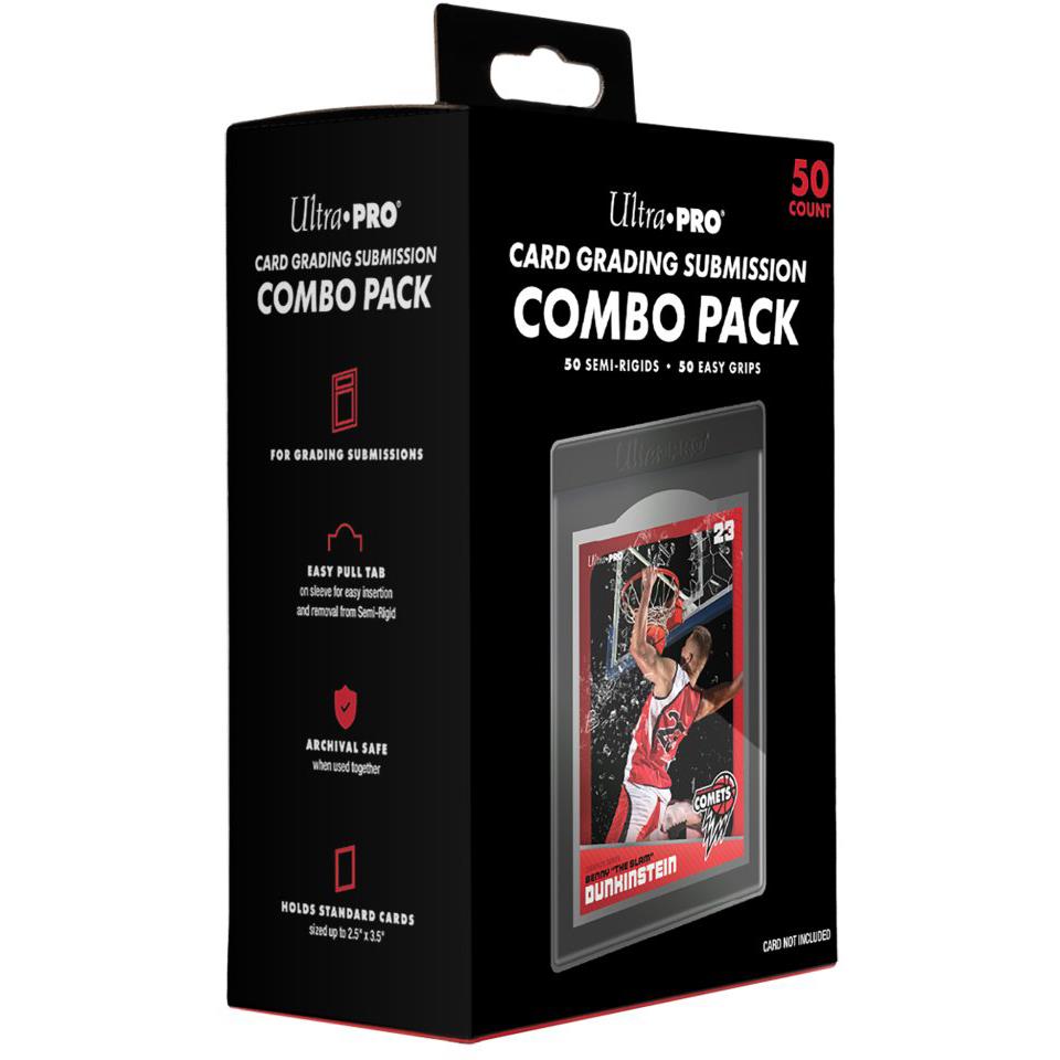 Card grading combo pack box front with 50 count header and side panel text