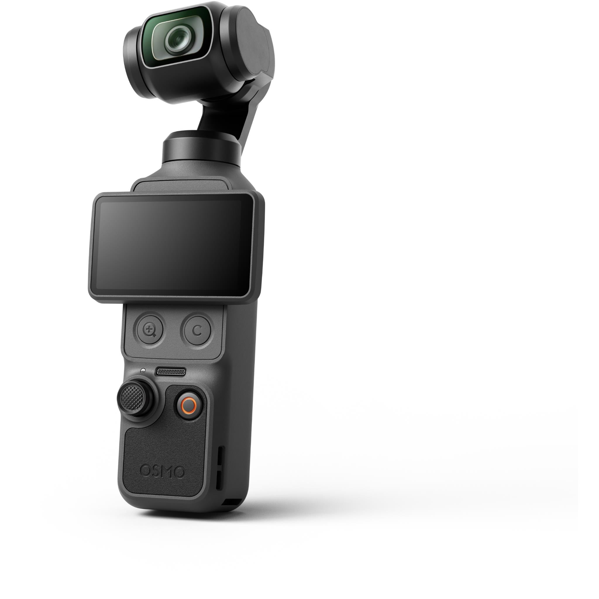 DJI gimbal camera front view with touchscreen and dual control buttons