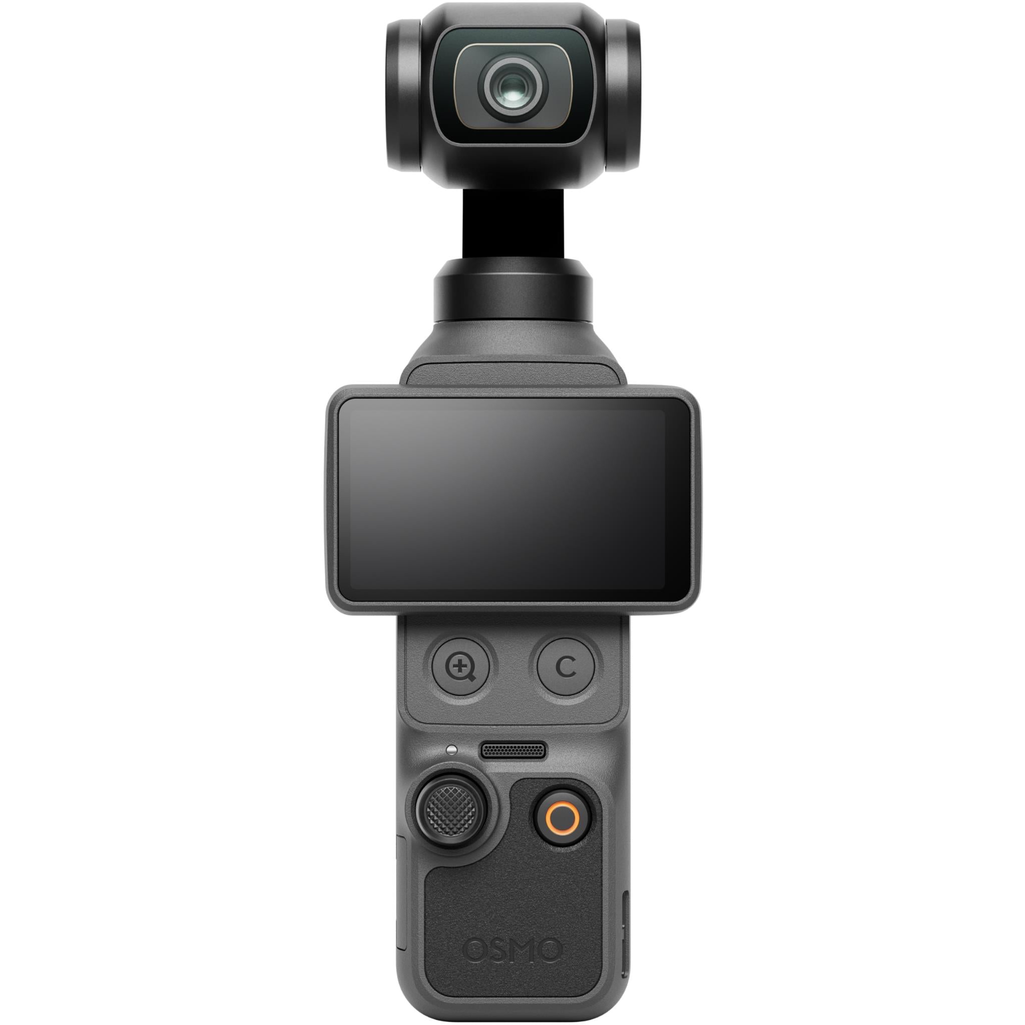 DJI gimbal camera with screen facing forward and round handle buttons