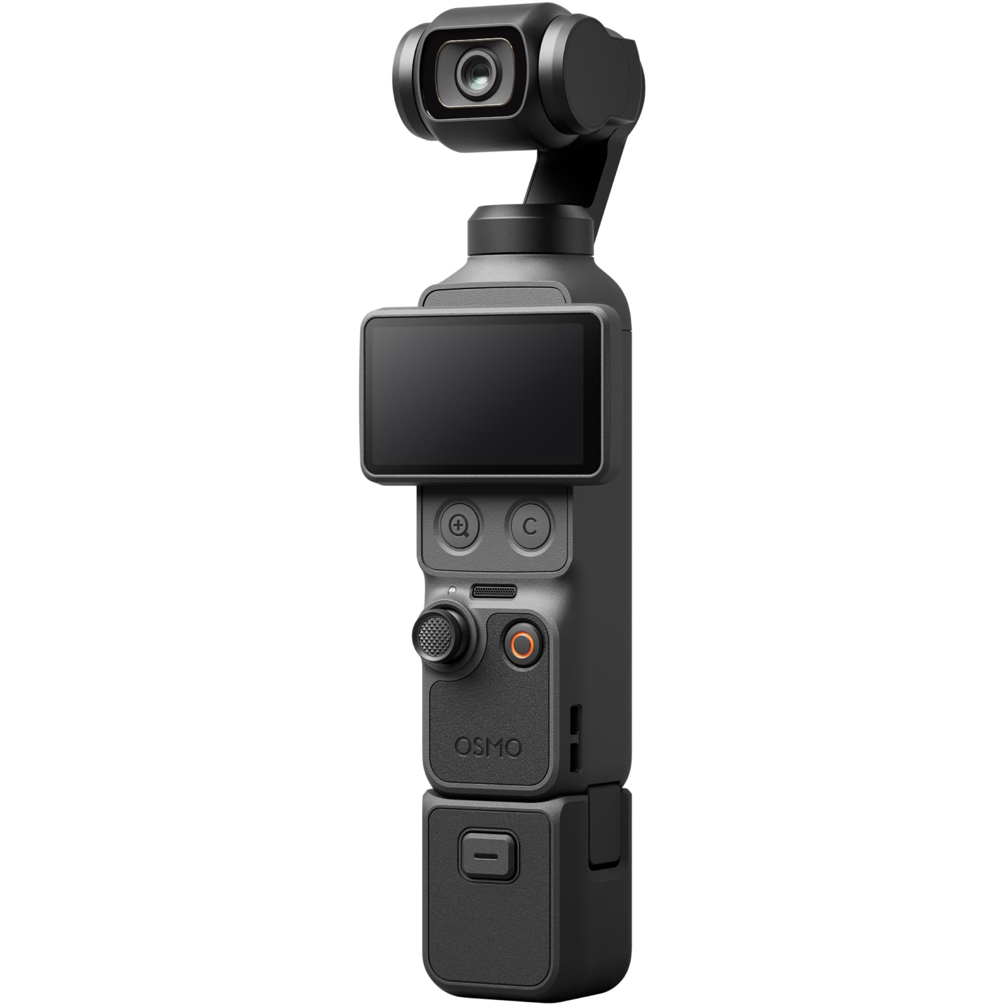 3-axis gimbal camera with flip-out screen and front lens, black