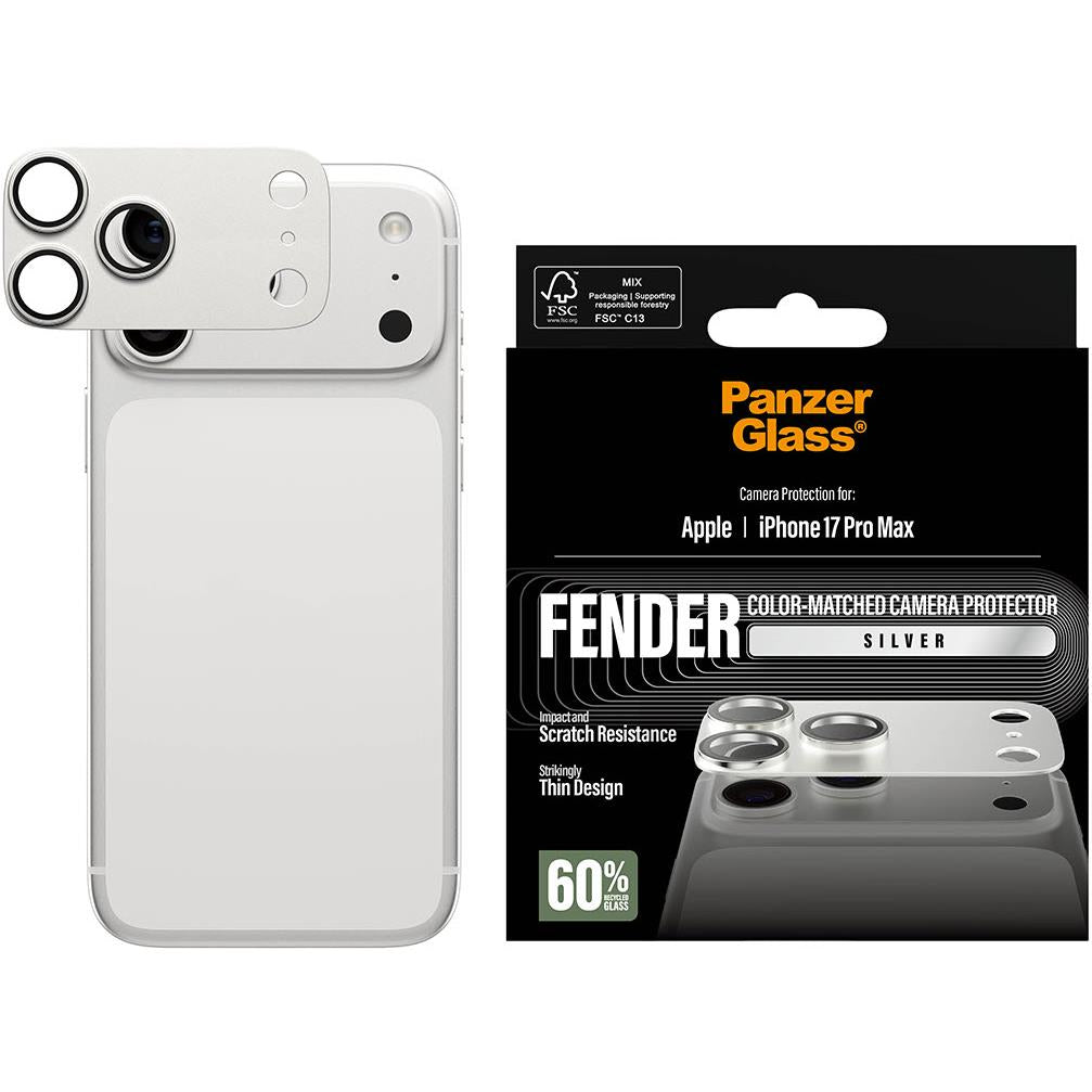 PanzerGlass Fender Camera Lens Protector for iPhone 17 Pro Max (Silver)