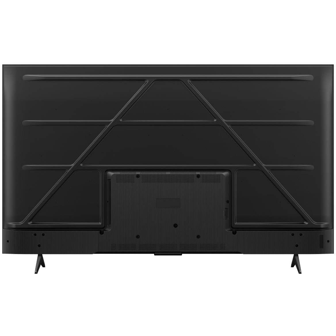 Back of 65-inch QLED 4K TV with panel ports and stand legs