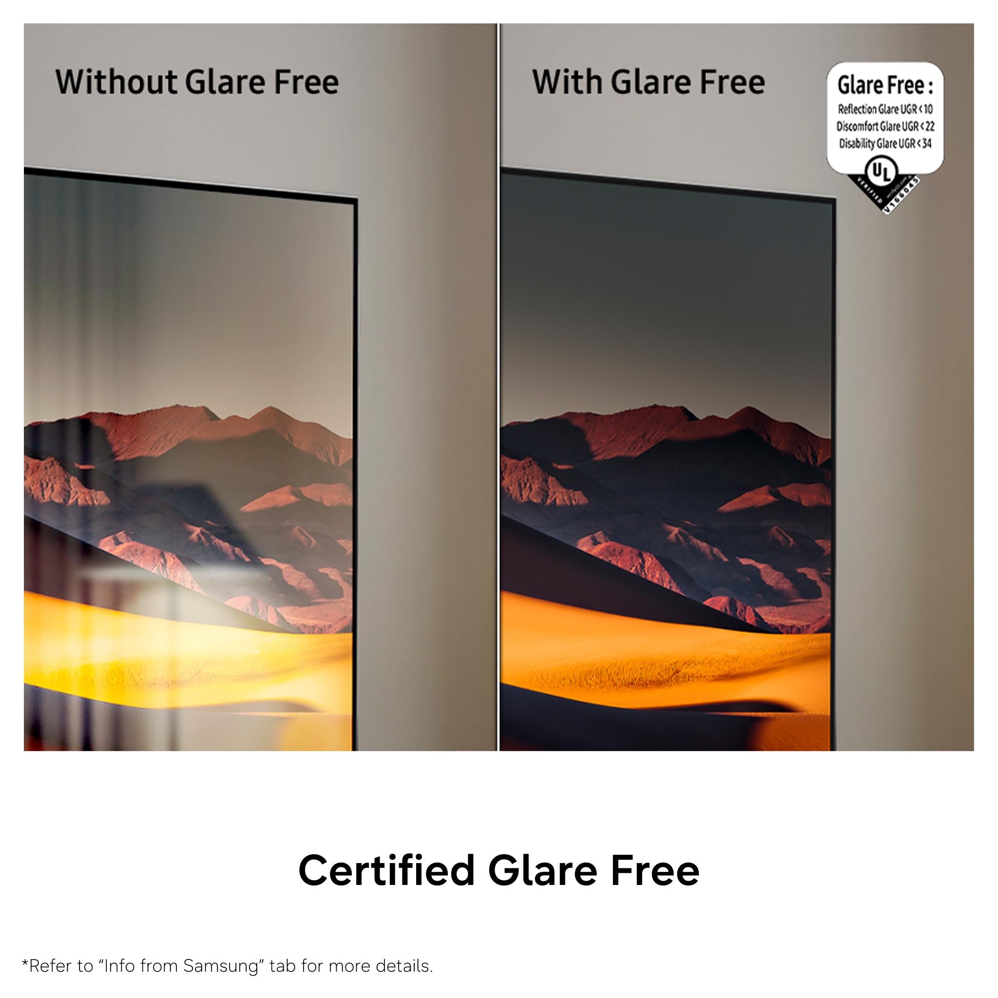 Glare-free TV screen comparison showing the same landscape scene